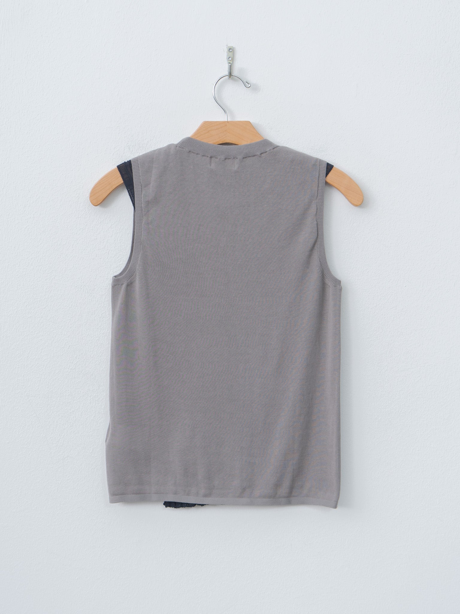 Namu Shop - Unfil High-Twisted Cotton Sheer Knit Layered Sleeveless Top - Navy × Steel Gray