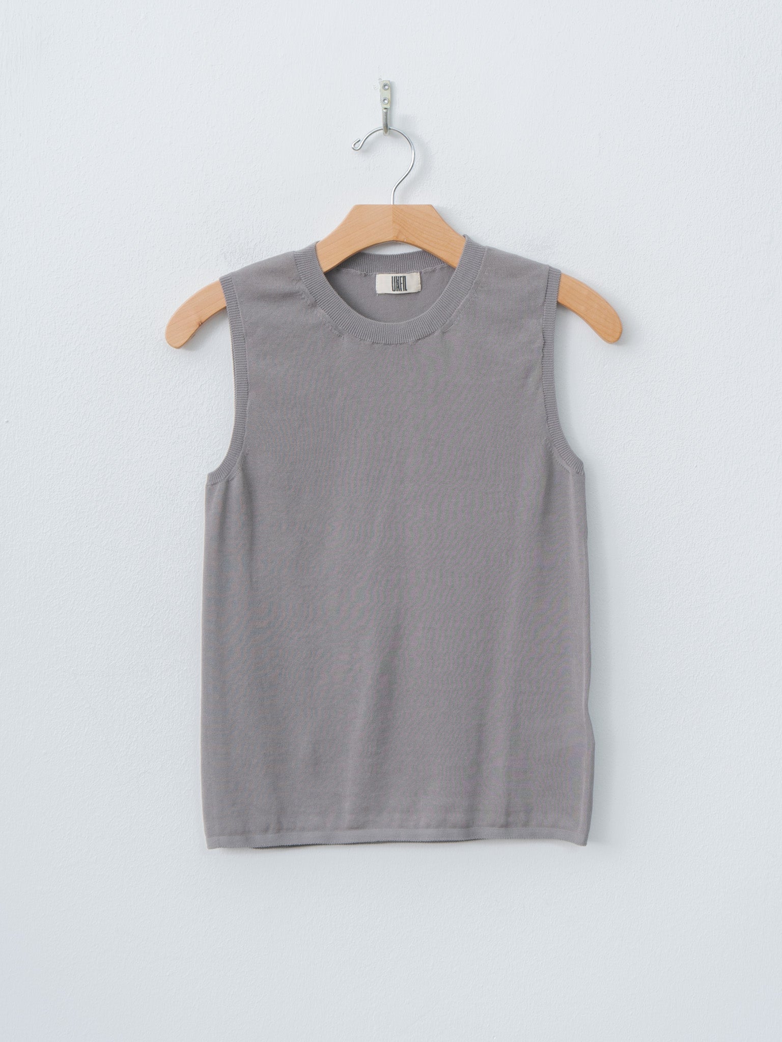 Namu Shop - Unfil High-Twisted Cotton Sheer Knit Layered Sleeveless Top - Navy × Steel Gray