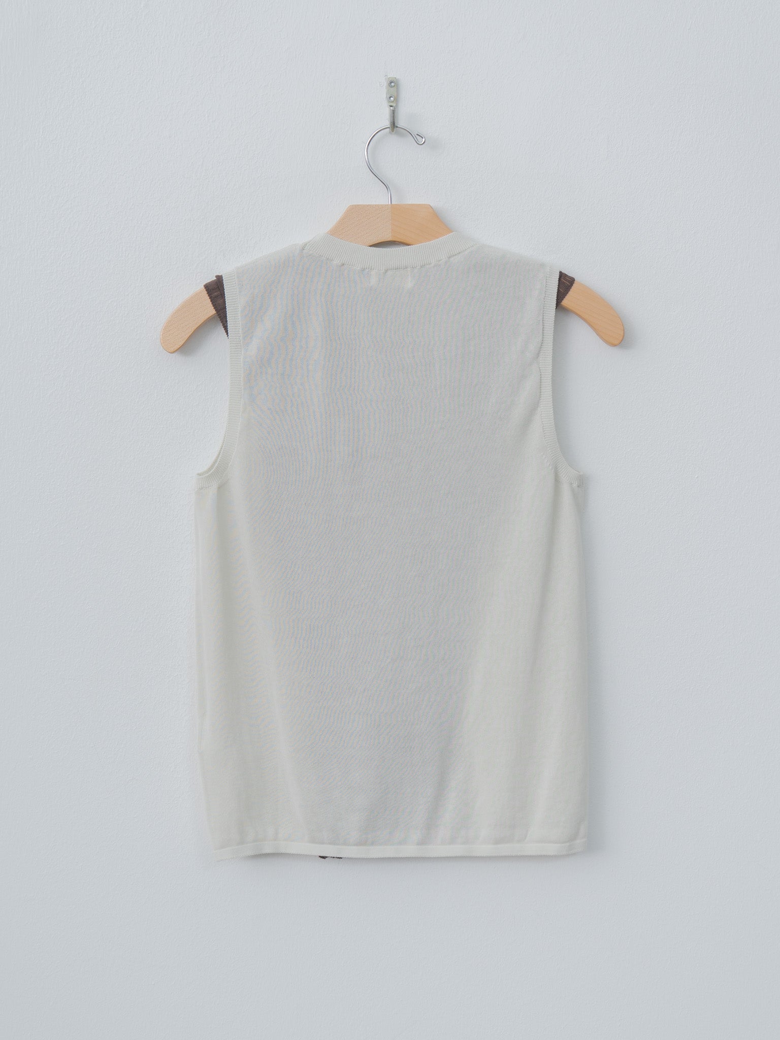 Namu Shop - Unfil High-Twisted Cotton Sheer Knit Layered Sleeveless Top - Charcoal Brown × Mist Green