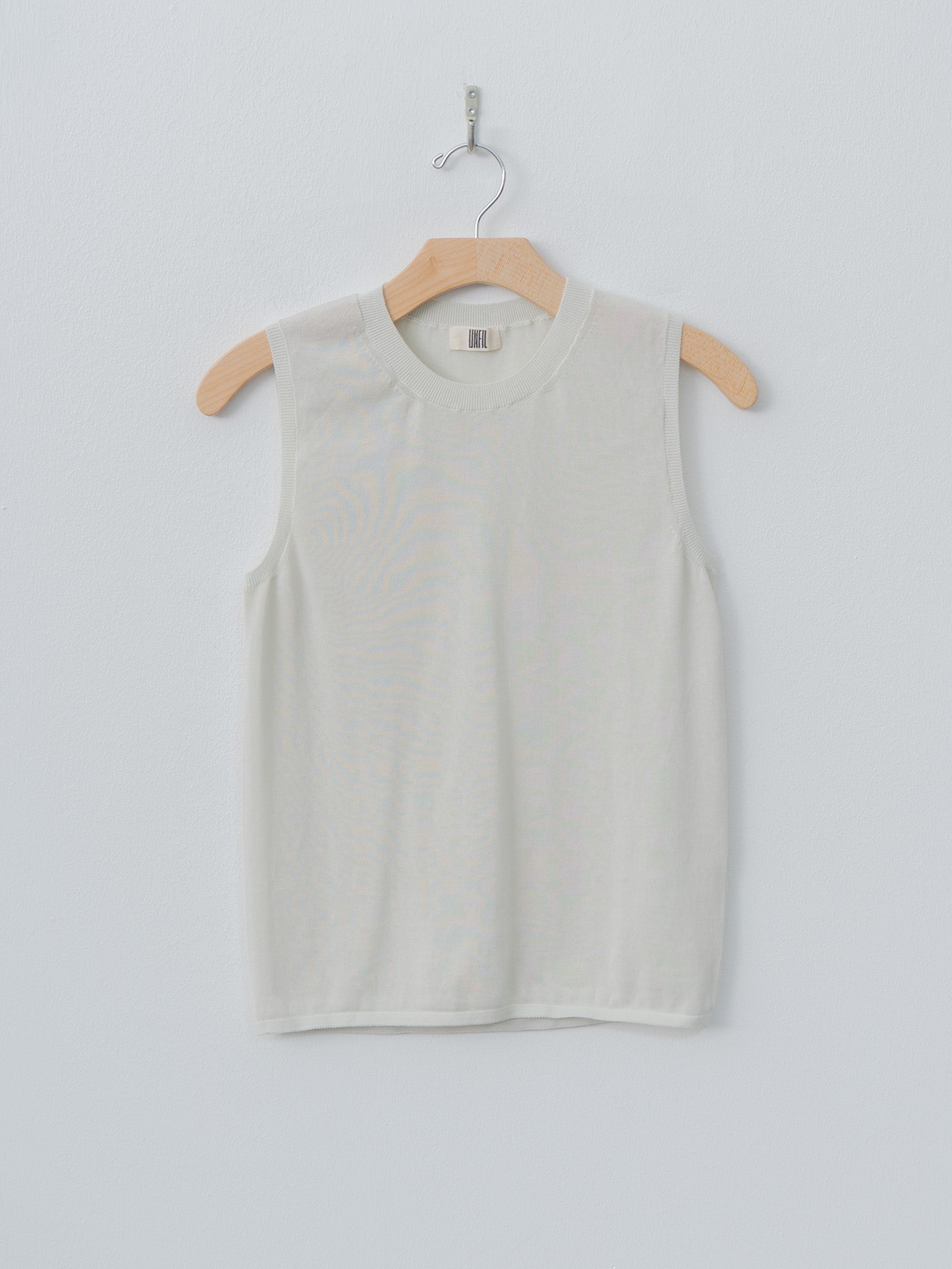 Namu Shop - Unfil High-Twisted Cotton Sheer Knit Layered Sleeveless Top - Charcoal Brown × Mist Green