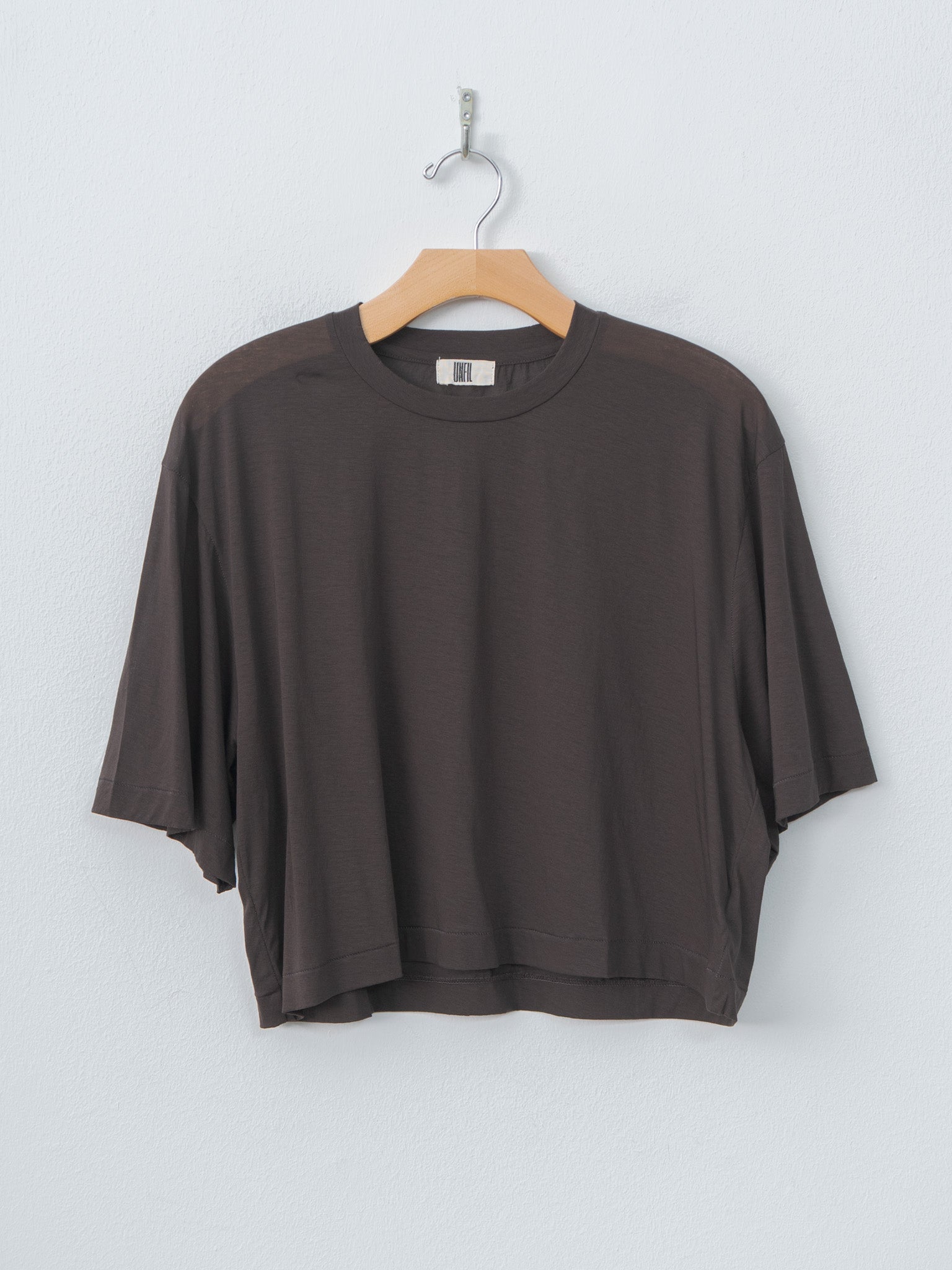 Namu Shop - Unfil Twisted Cotton Sheer Jersey Cropped Tee - Dark Brown