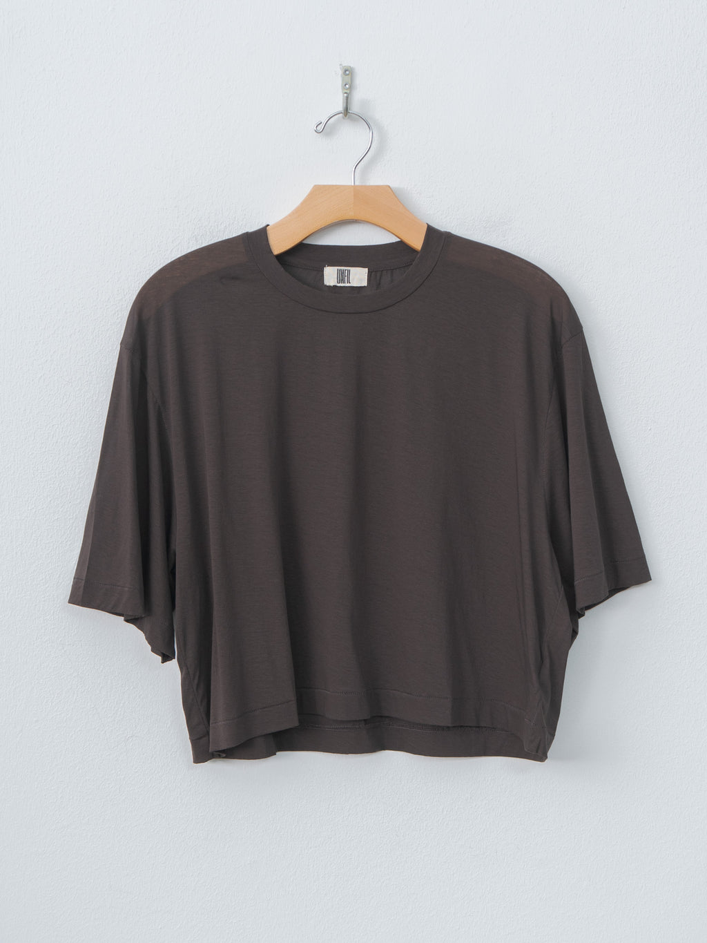 Namu Shop - Unfil Twisted Cotton Sheer Jersey Cropped Tee - Dark Brown