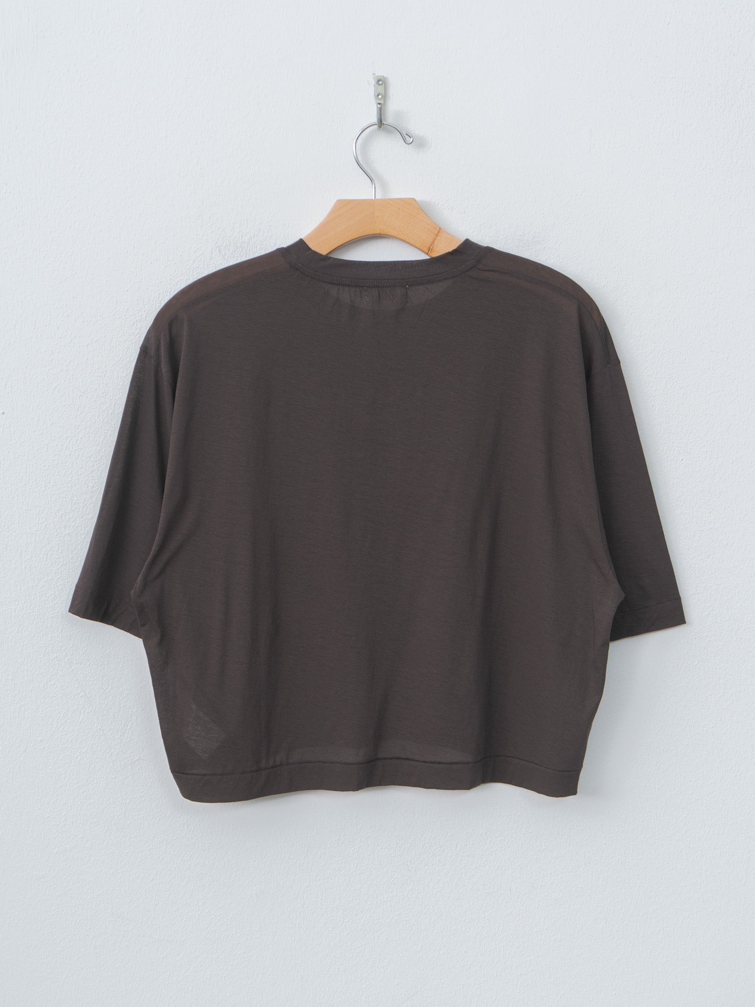 Namu Shop - Unfil Twisted Cotton Sheer Jersey Cropped Tee - Dark Brown
