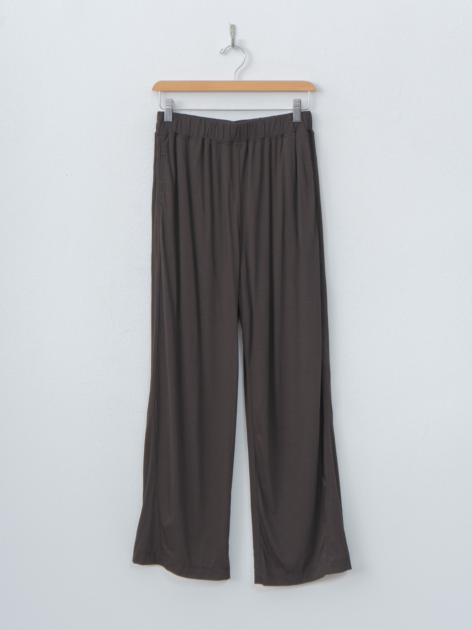 Namu Shop - Unfil Twisted Cotton Sheer Jersey Wide Pants - Dark Brown