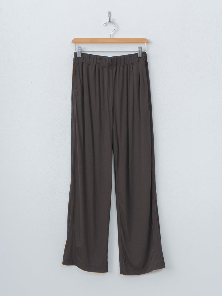 Namu Shop - Unfil Twisted Cotton Sheer Jersey Wide Pants - Dark Brown