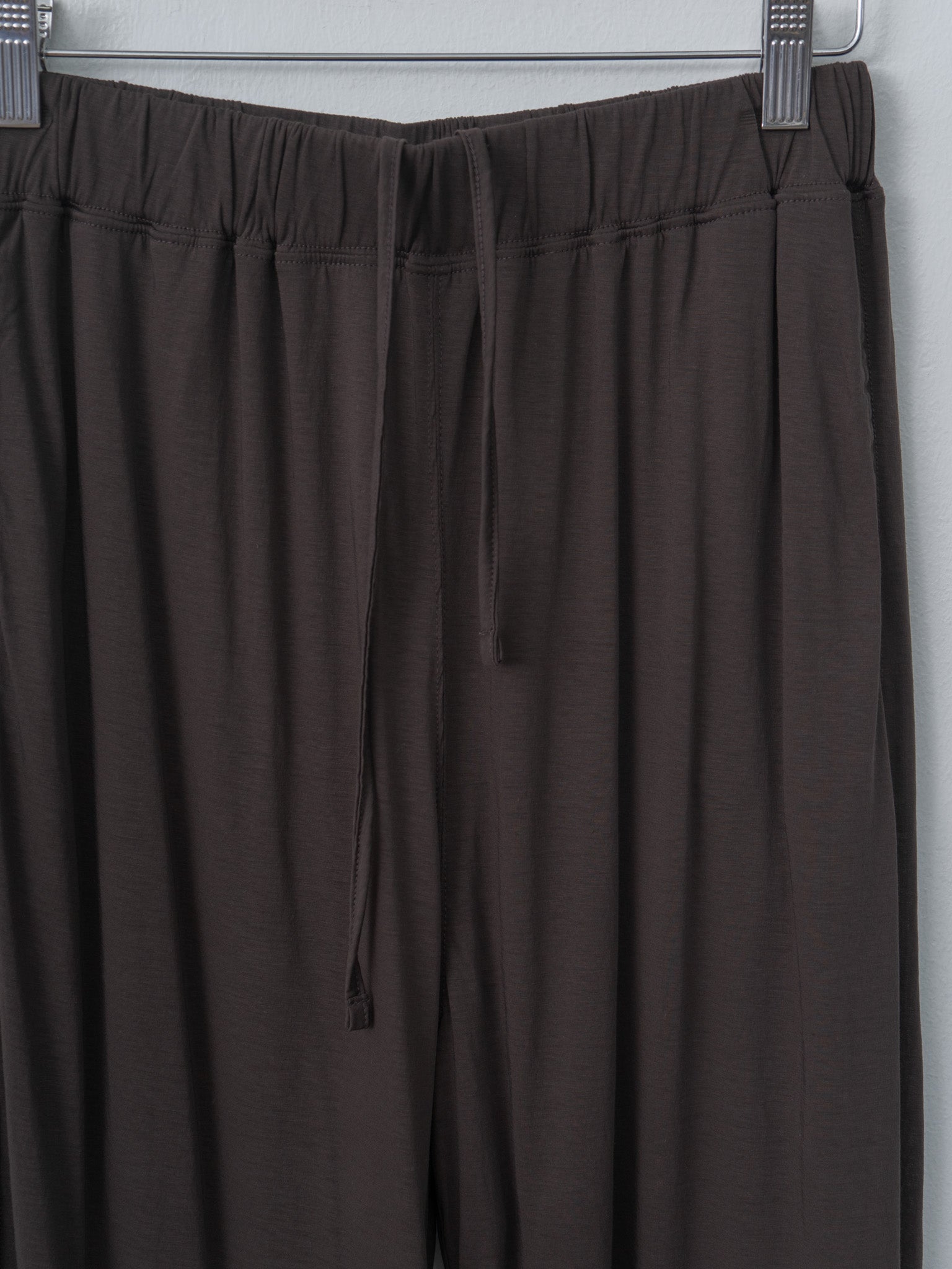 Namu Shop - Unfil Twisted Cotton Sheer Jersey Wide Pants - Dark Brown