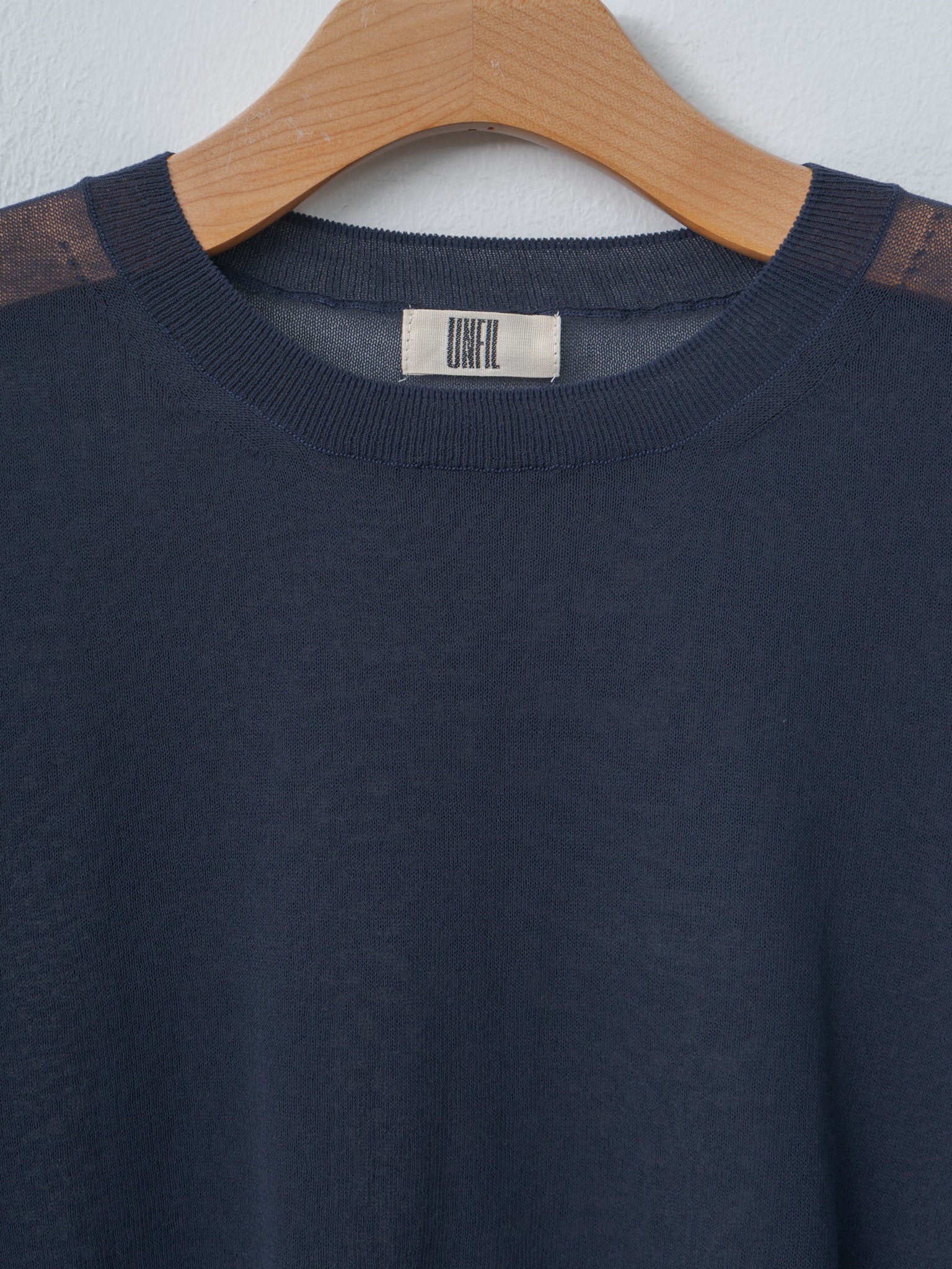 Namu Shop - Unfil High-Twisted Cotton Sheer Knit Layered P/O - Navy × Steel Gray