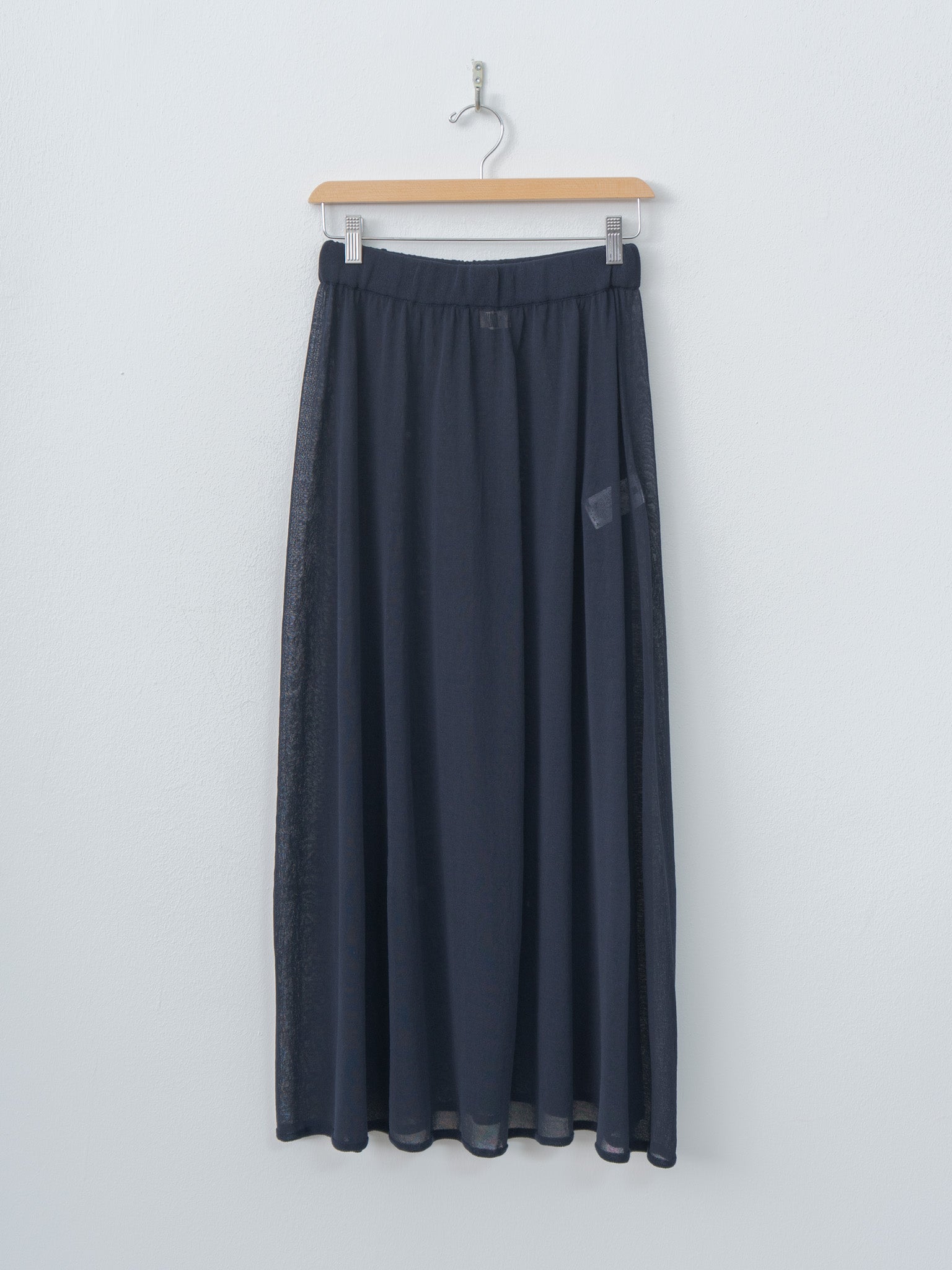 Namu Shop - Unfil High-Twisted Cotton Sheer Knit Layered Skirt - Navy × Steel Gray
