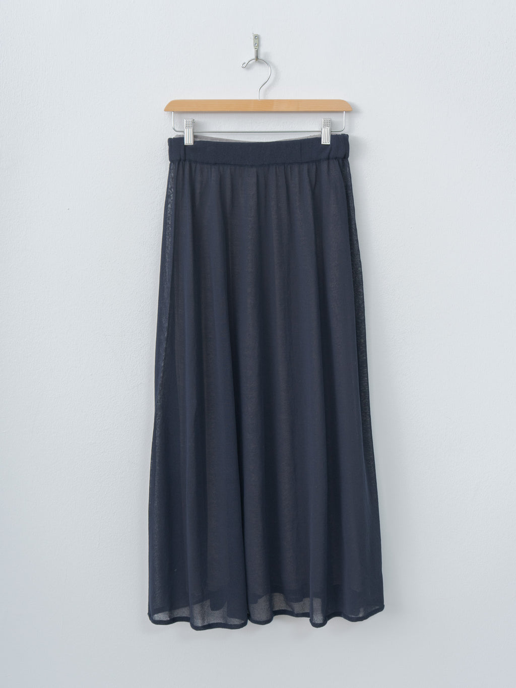 Namu Shop - Unfil High-Twisted Cotton Sheer Knit Layered Skirt - Navy × Steel Gray
