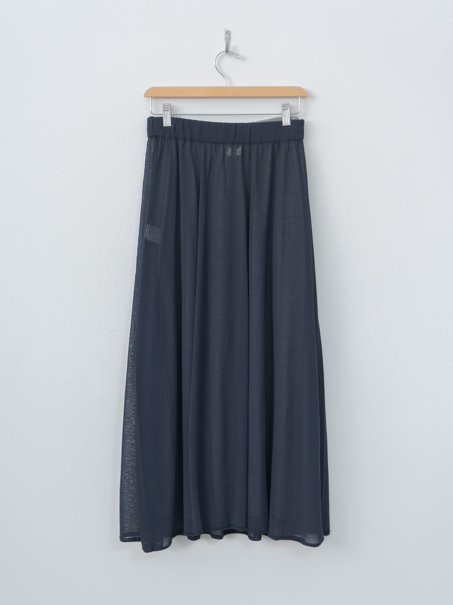 Namu Shop - Unfil High-Twisted Cotton Sheer Knit Layered Skirt - Navy × Steel Gray
