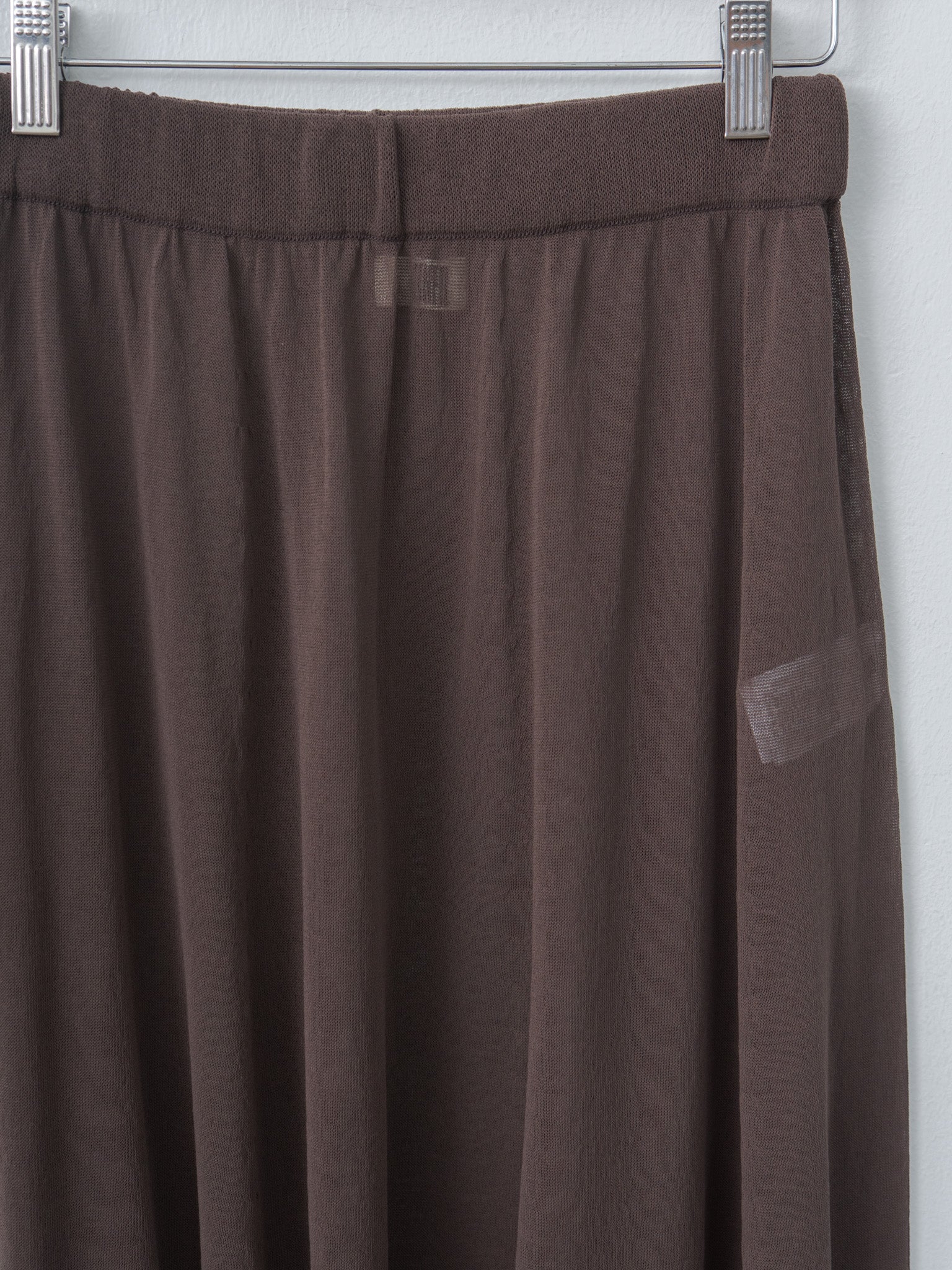 Namu Shop - Unfil High-Twisted Cotton Sheer Knit Layered Skirt - Charcoal Brown × Mist Green