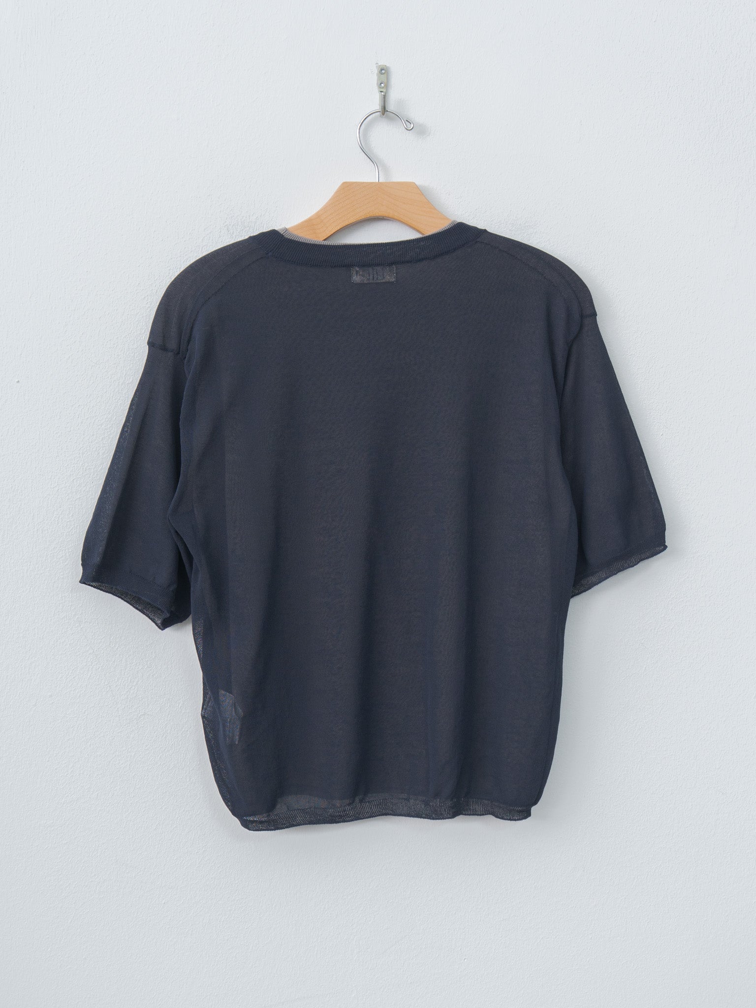 Namu Shop - Unfil High-Twisted Cotton Sheer Knit Layered P/O - Navy × Steel Gray