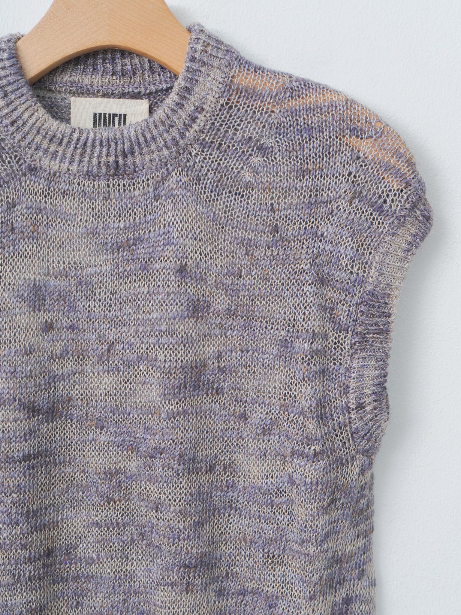 Namu Shop - Unfil Linen & Silk Melange Slub Yarn Vest - Violet Melange