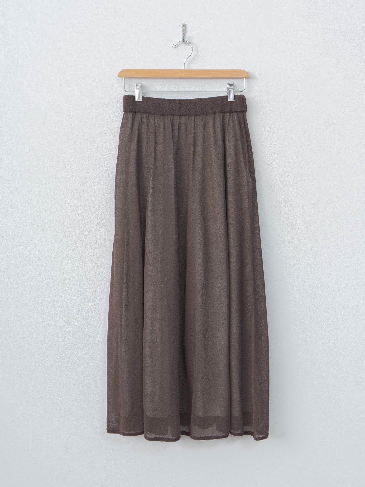Namu Shop - Unfil High-Twisted Cotton Sheer Knit Layered Skirt - Charcoal Brown × Mist Green