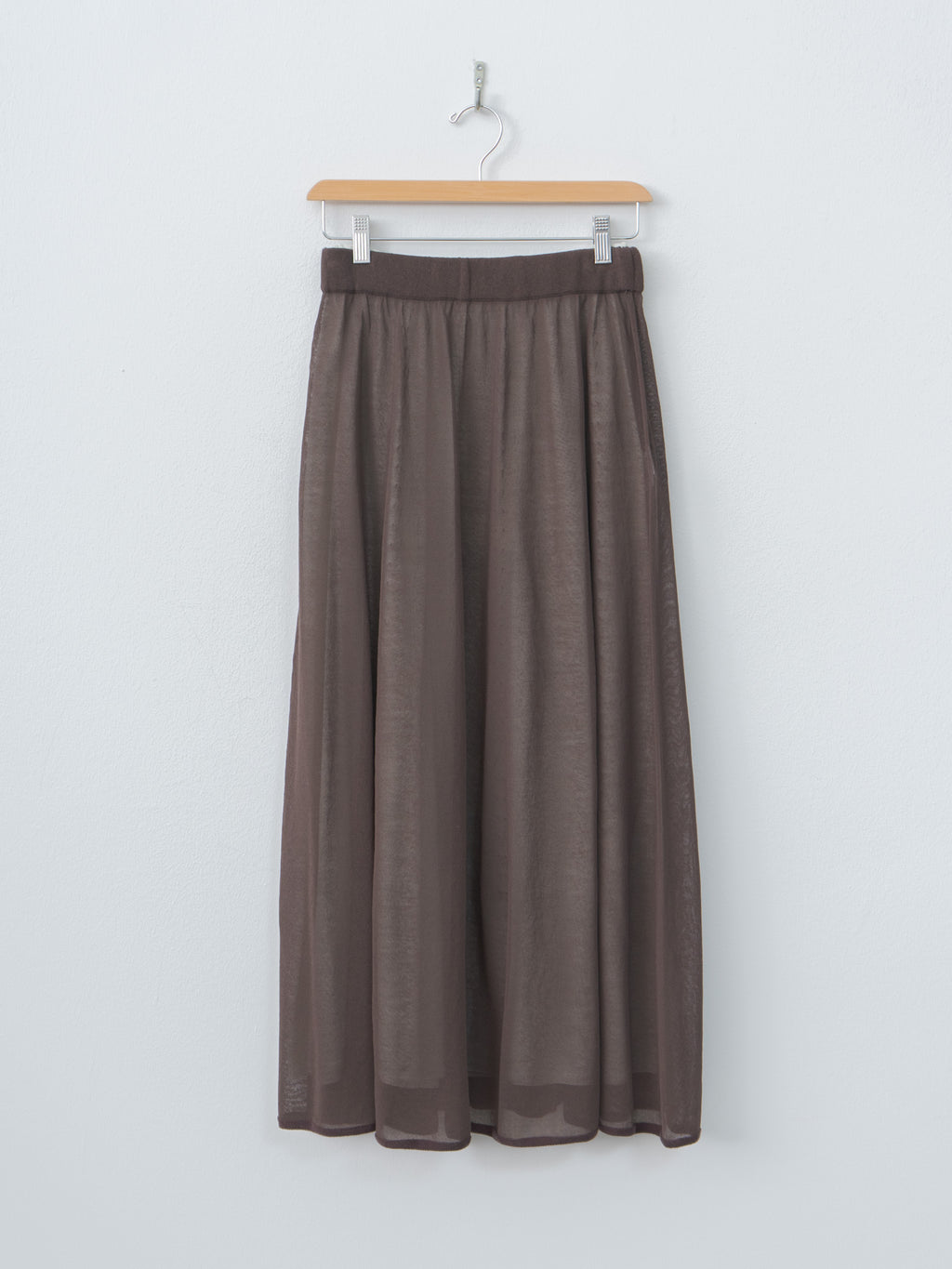 Namu Shop - Unfil High-Twisted Cotton Sheer Knit Layered Skirt - Charcoal Brown × Mist Green