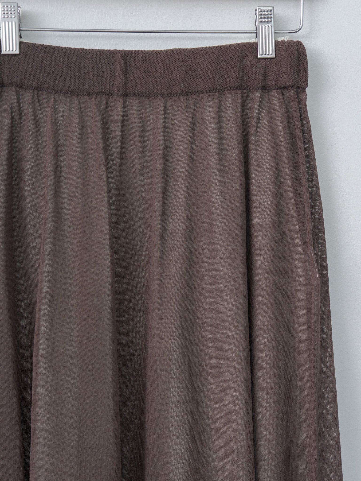 Namu Shop - Unfil High-Twisted Cotton Sheer Knit Layered Skirt - Charcoal Brown × Mist Green