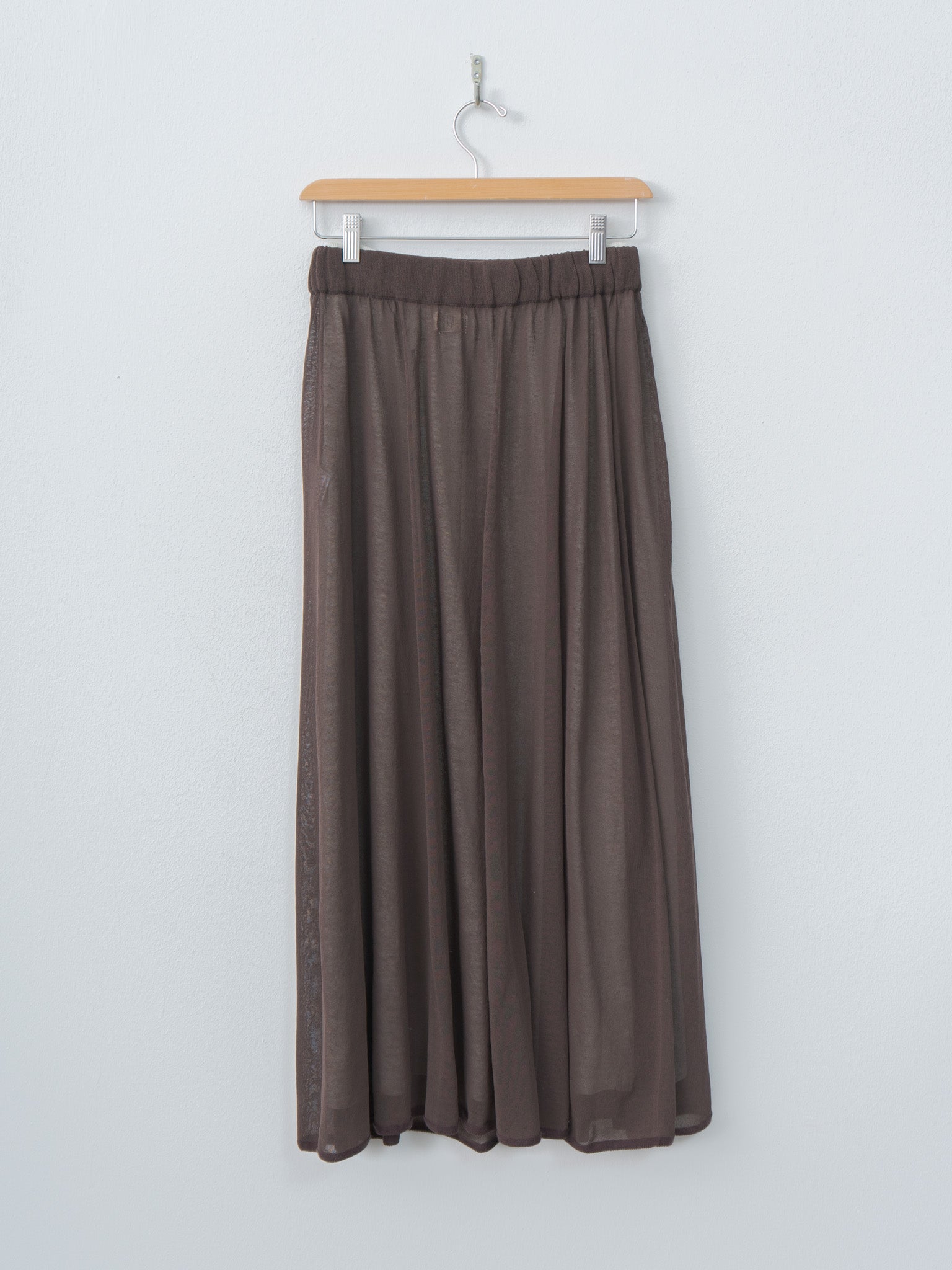 Namu Shop - Unfil High-Twisted Cotton Sheer Knit Layered Skirt - Charcoal Brown × Mist Green