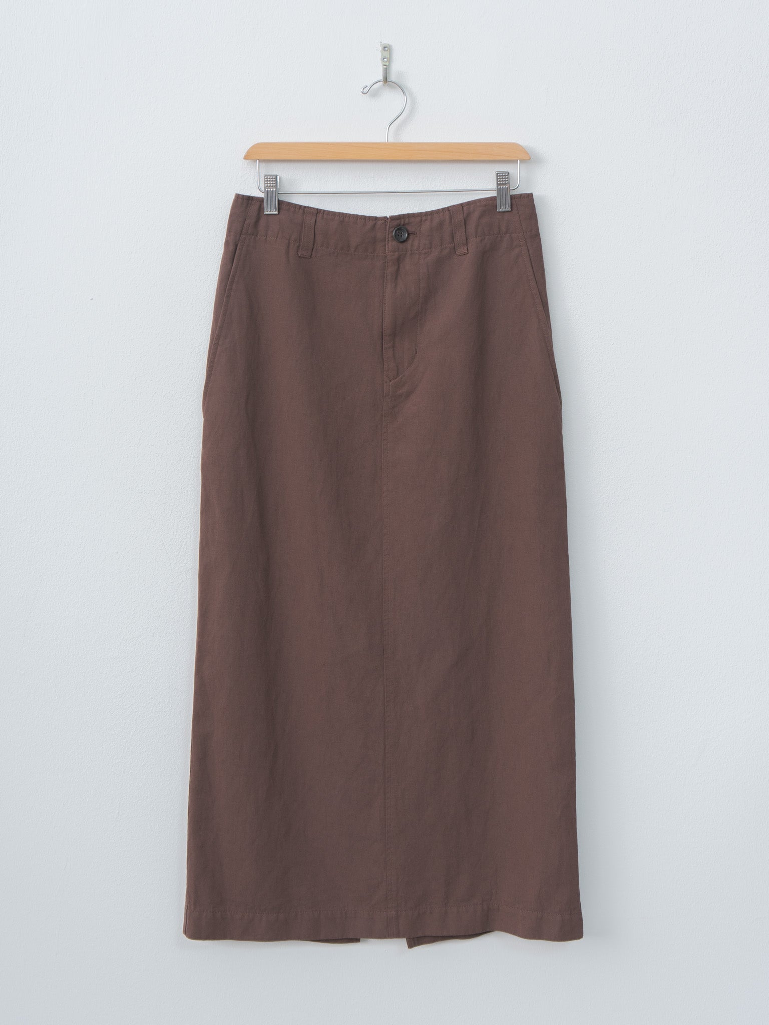 Namu Shop - Unfil Cotton & Linen Garment Dyeing Maxi Skirt - Chocolate Brown