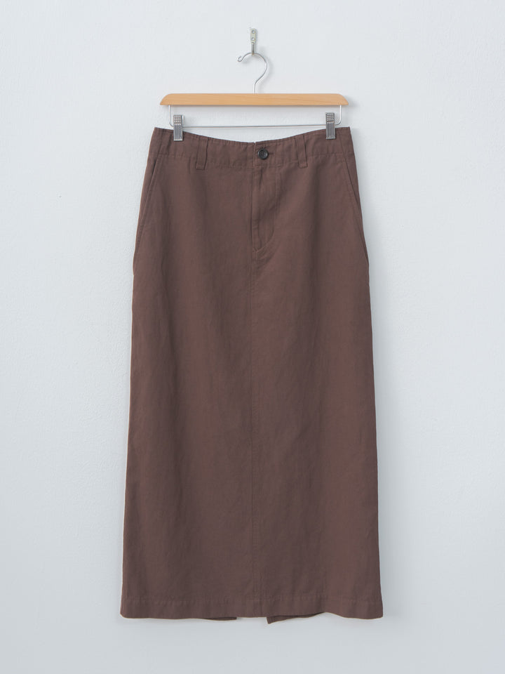 Namu Shop - Unfil Cotton & Linen Garment Dyeing Maxi Skirt - Chocolate Brown