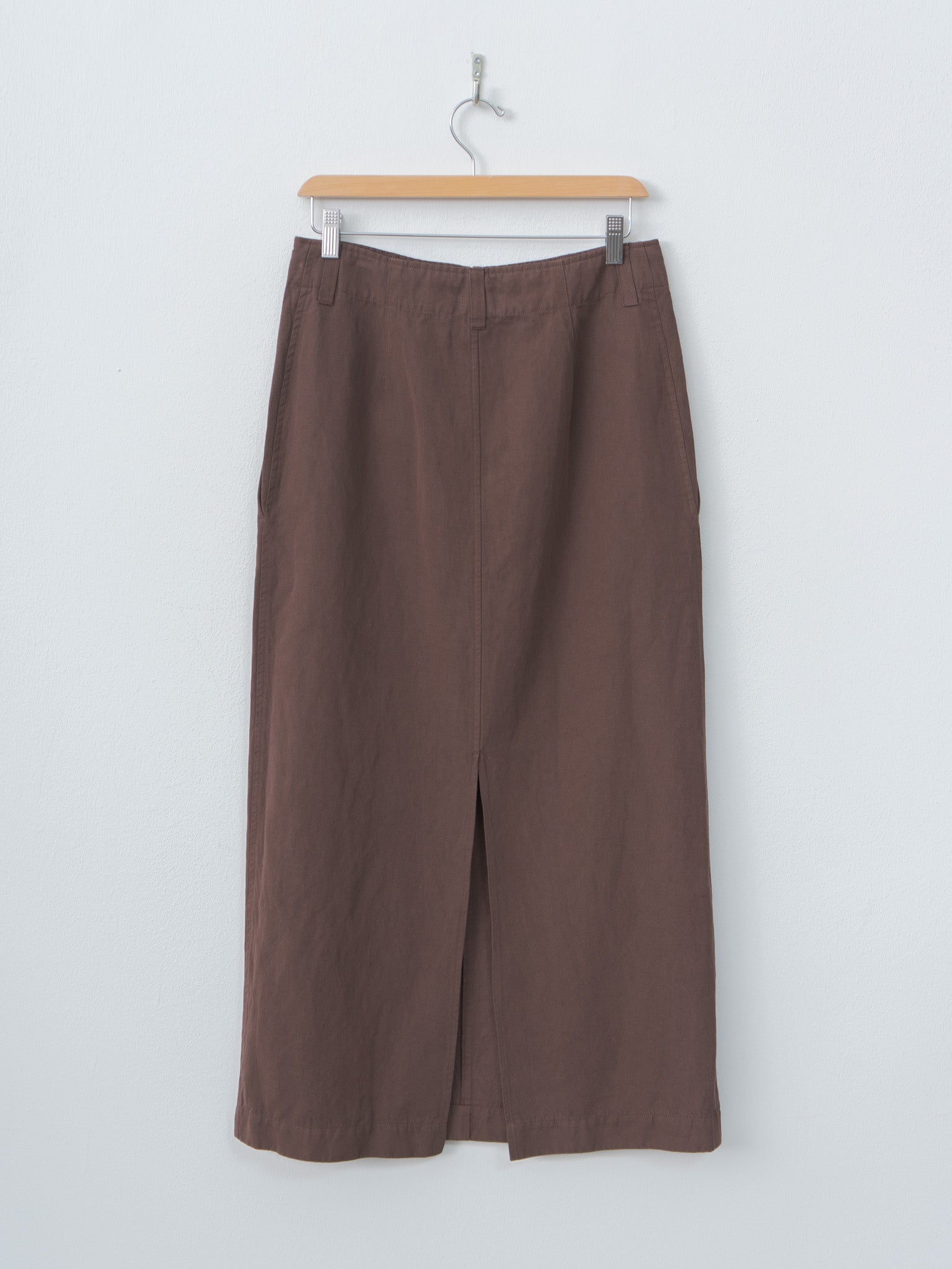 Namu Shop - Unfil Cotton & Linen Garment Dyeing Maxi Skirt - Chocolate Brown
