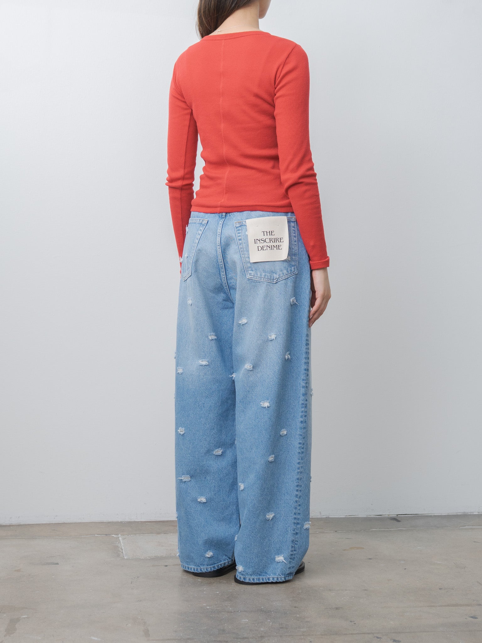 Namu Shop - Inscrire Dot Hole Denim Pants - Blue Used