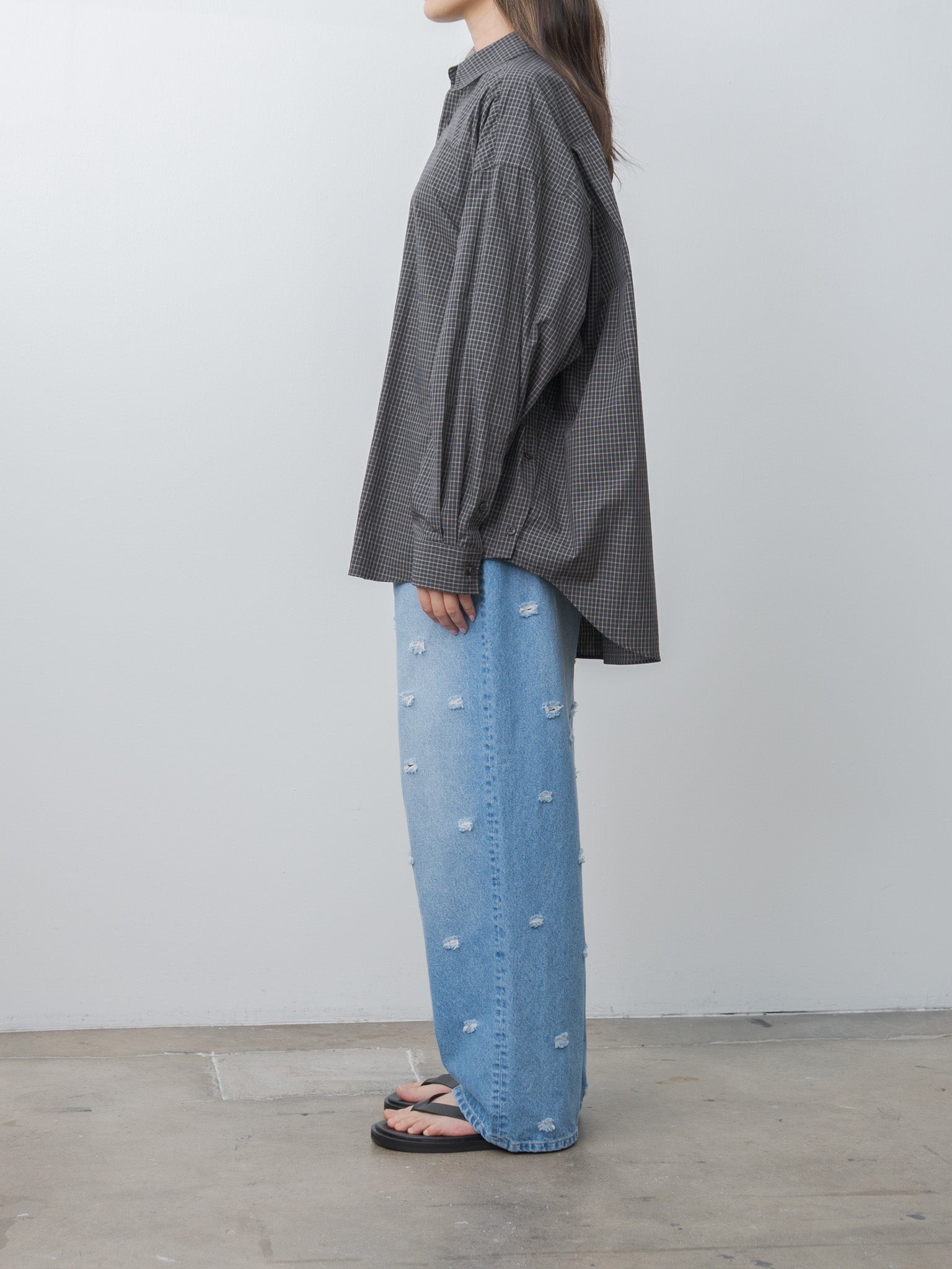 Namu Shop - Inscrire Dot Hole Denim Pants - Blue Used