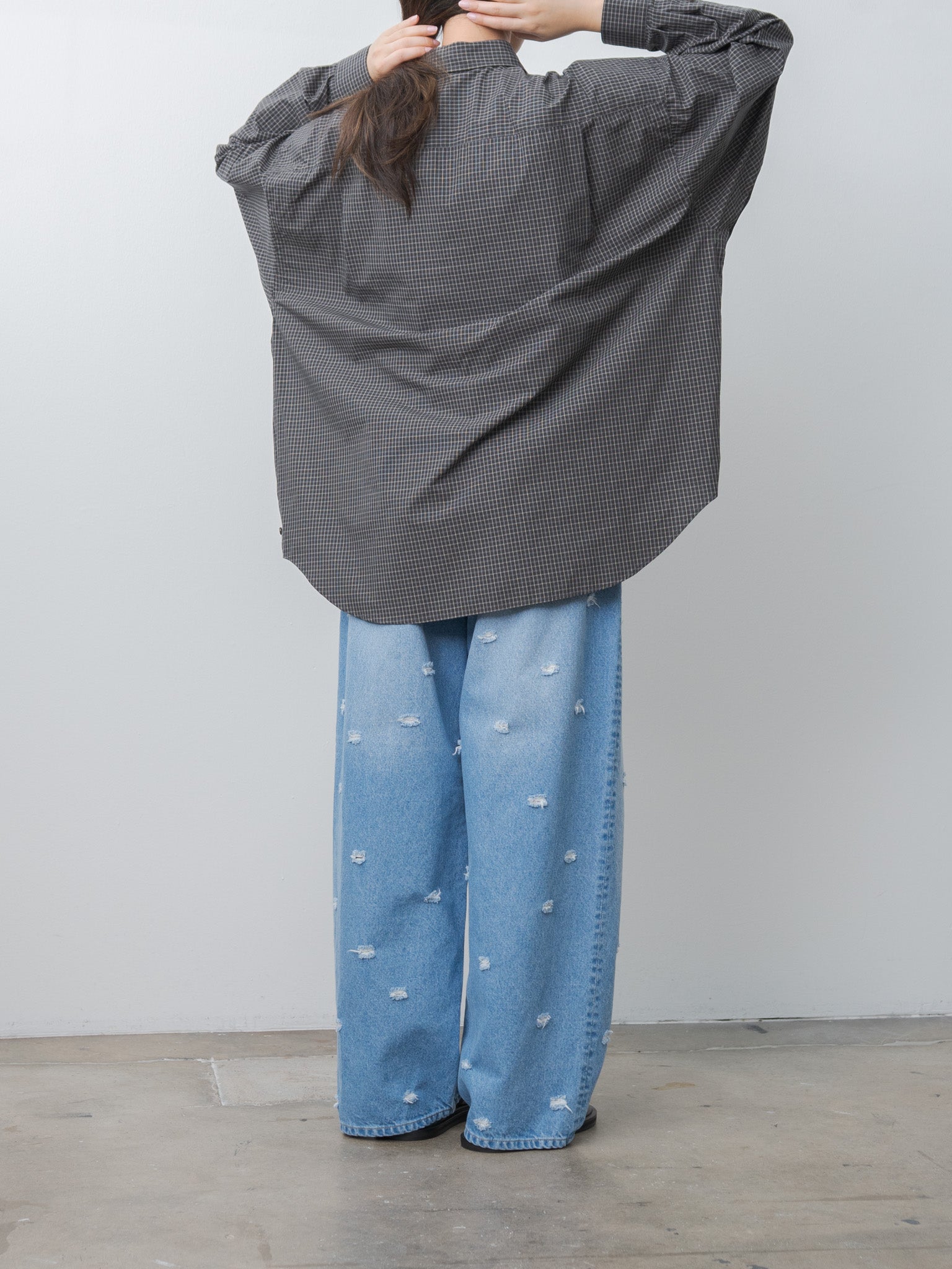 Namu Shop - Inscrire Dot Hole Denim Pants - Blue Used