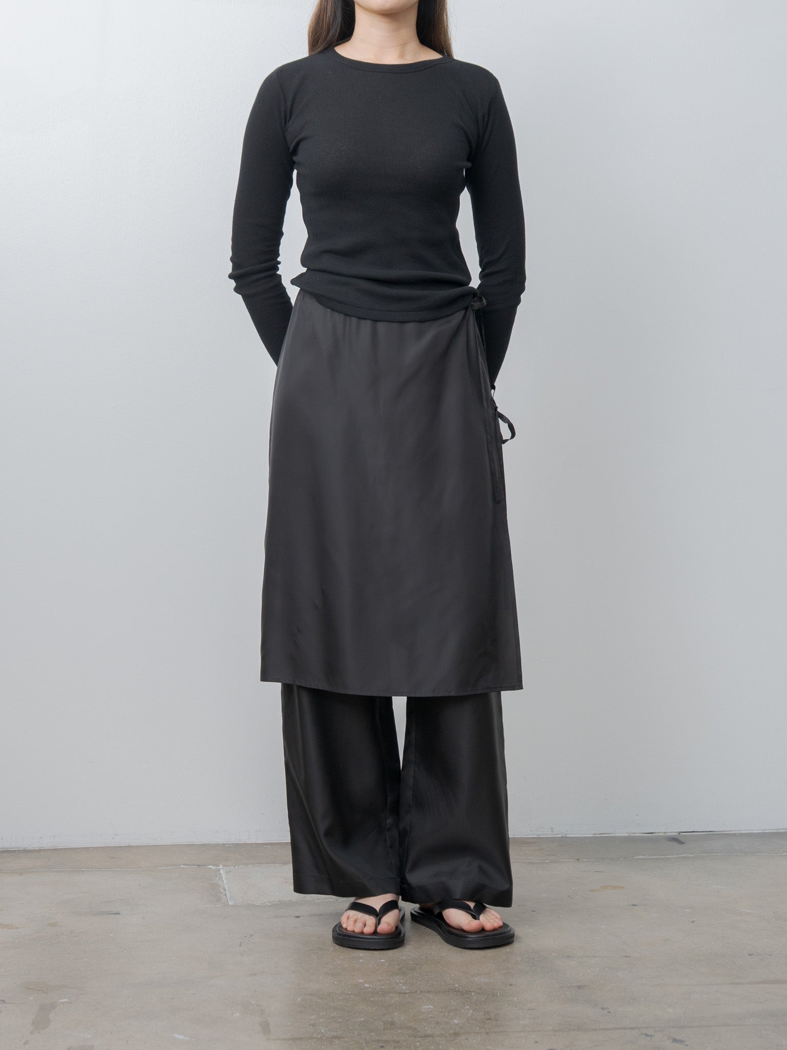 Namu Shop - Inscrire Gauze Teleco Long Sleeve Tee - Black