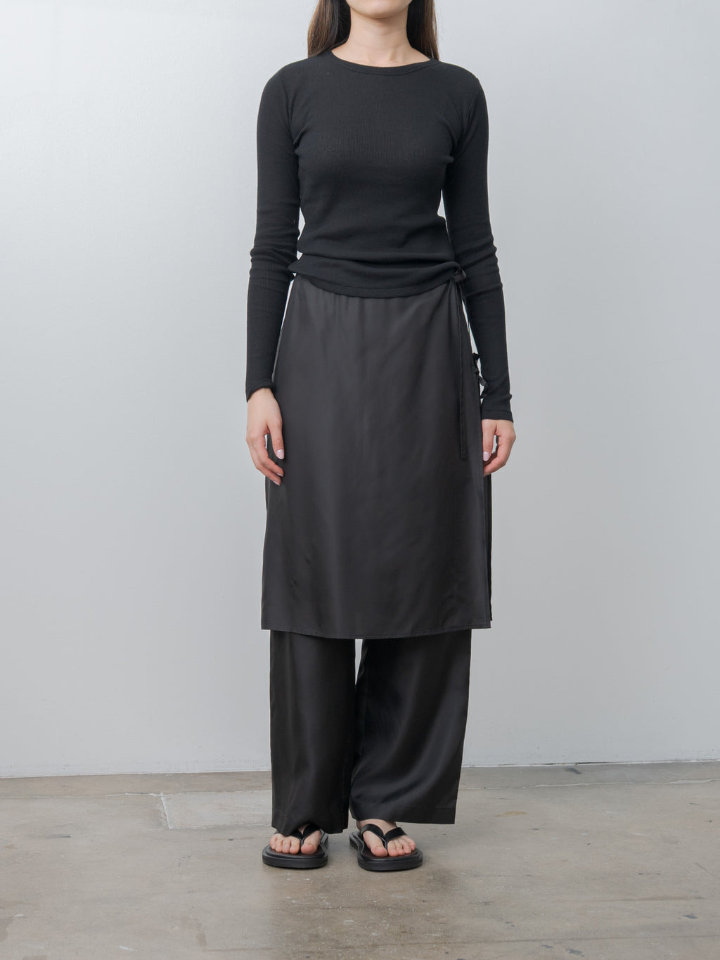 Namu Shop - Inscrire Gauze Teleco Long Sleeve Tee - Black