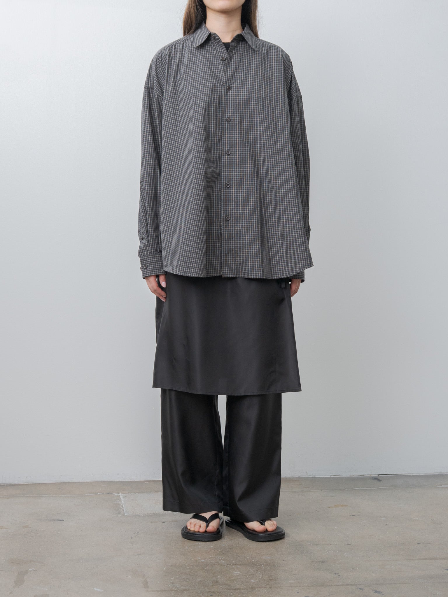 Namu Shop - Inscrire Cotton Check Cape Shirt - Black
