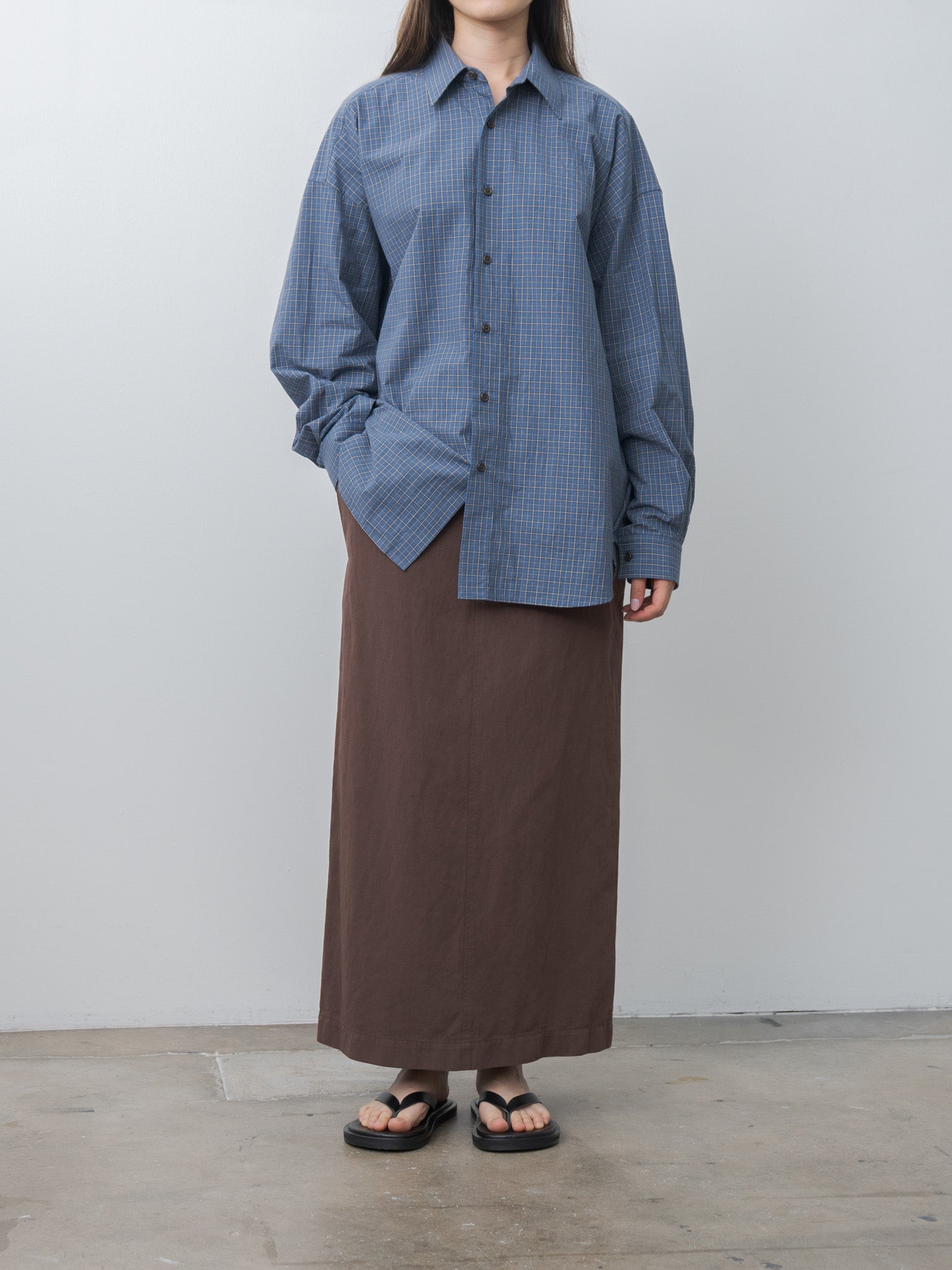 Namu Shop - Inscrire Cotton Check Cape Shirt - Blue