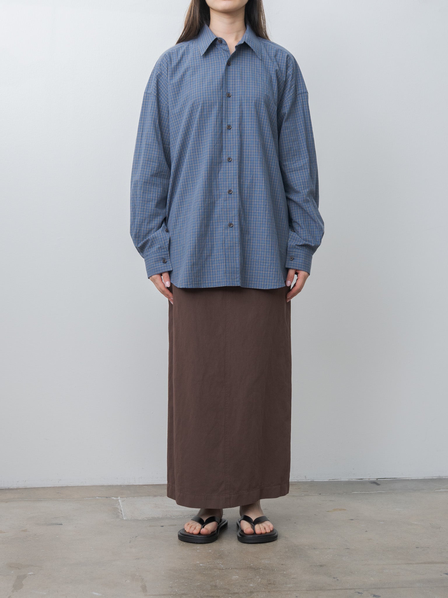 Namu Shop - Inscrire Cotton Check Cape Shirt - Blue
