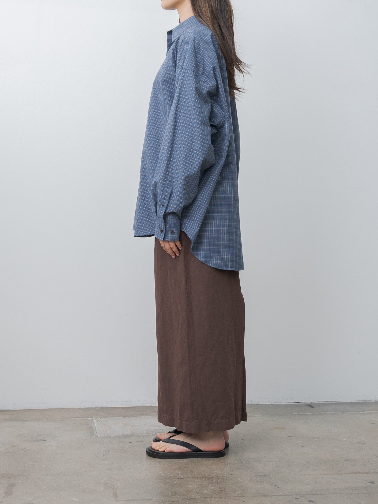 Namu Shop - Inscrire Cotton Check Cape Shirt - Blue