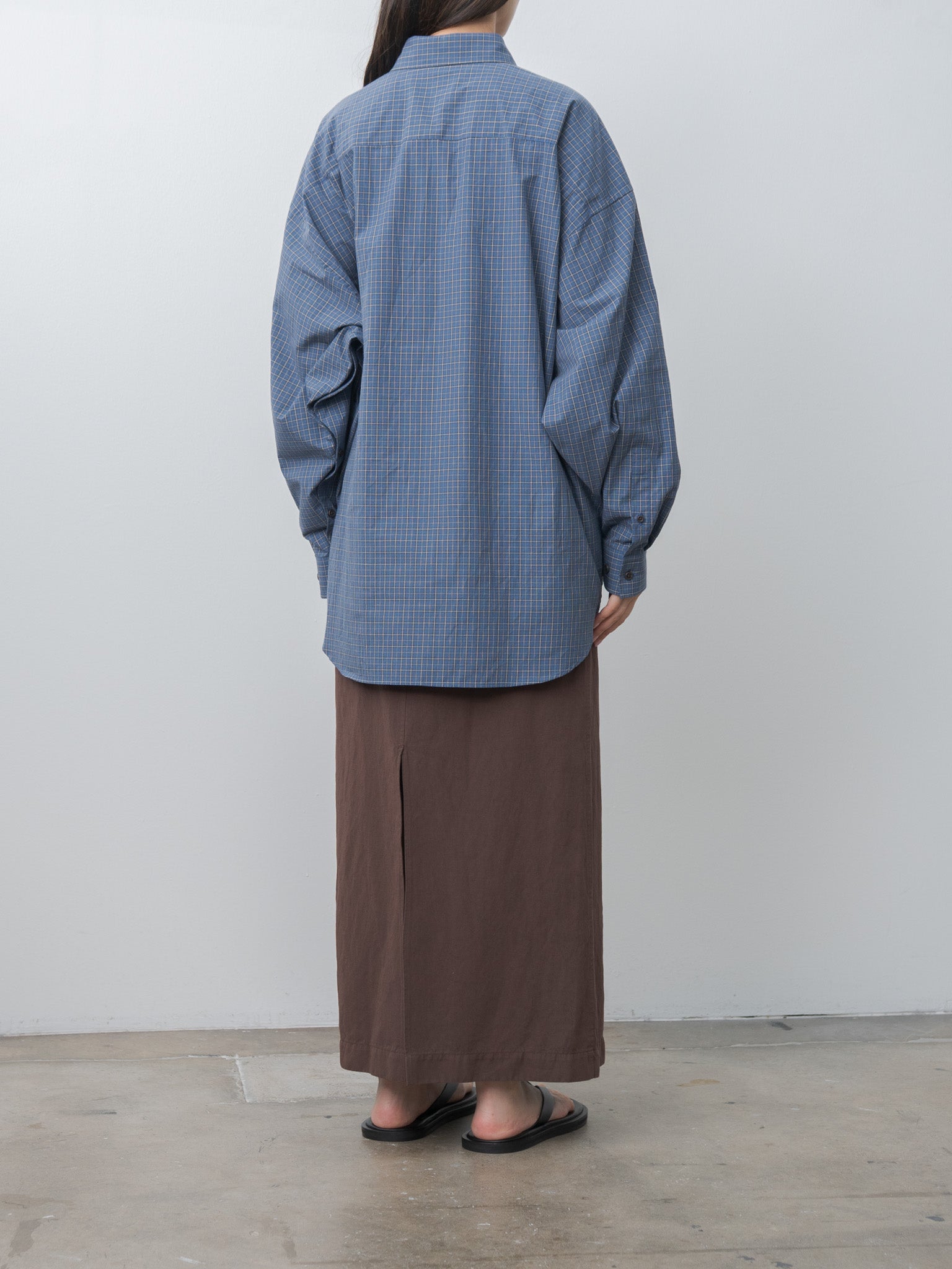 Namu Shop - Inscrire Cotton Check Cape Shirt - Blue