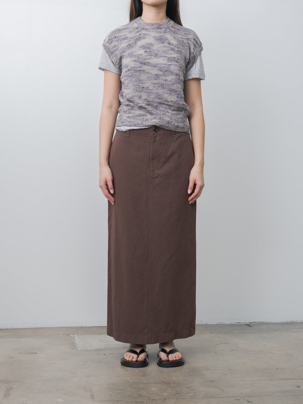 Namu Shop - Unfil Linen & Silk Melange Slub Yarn Vest - Violet Melange