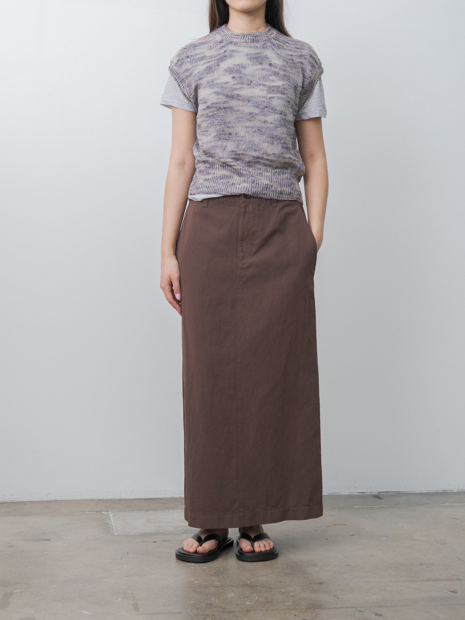 Namu Shop - Unfil Linen & Silk Melange Slub Yarn Vest - Violet Melange
