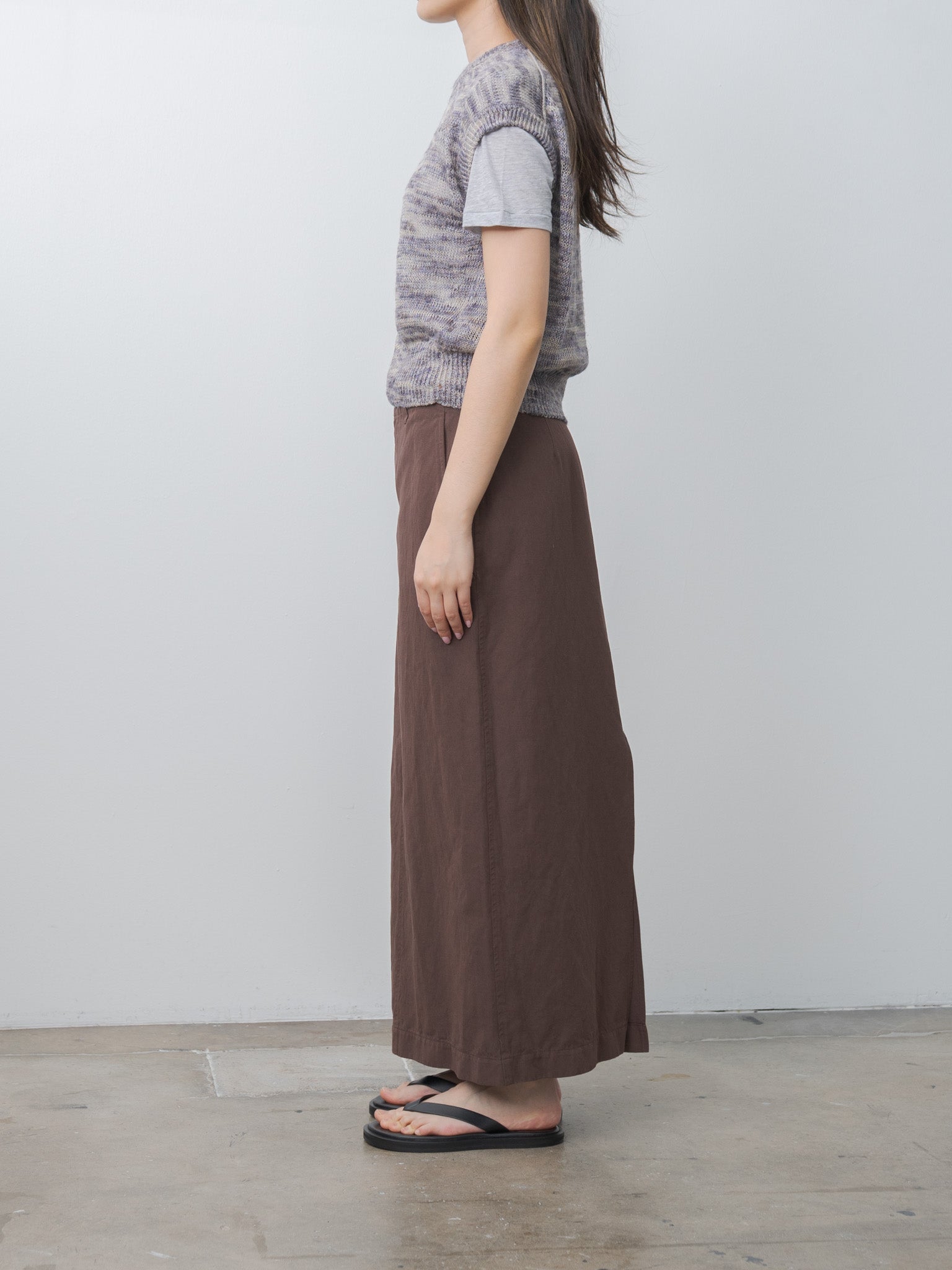Namu Shop - Unfil Linen & Silk Melange Slub Yarn Vest - Violet Melange