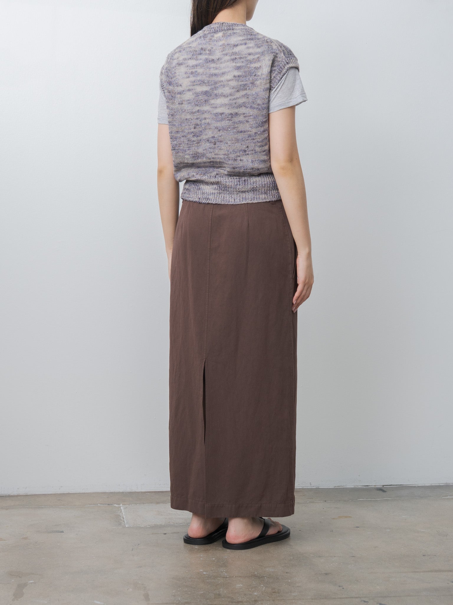 Namu Shop - Unfil Linen & Silk Melange Slub Yarn Vest - Violet Melange