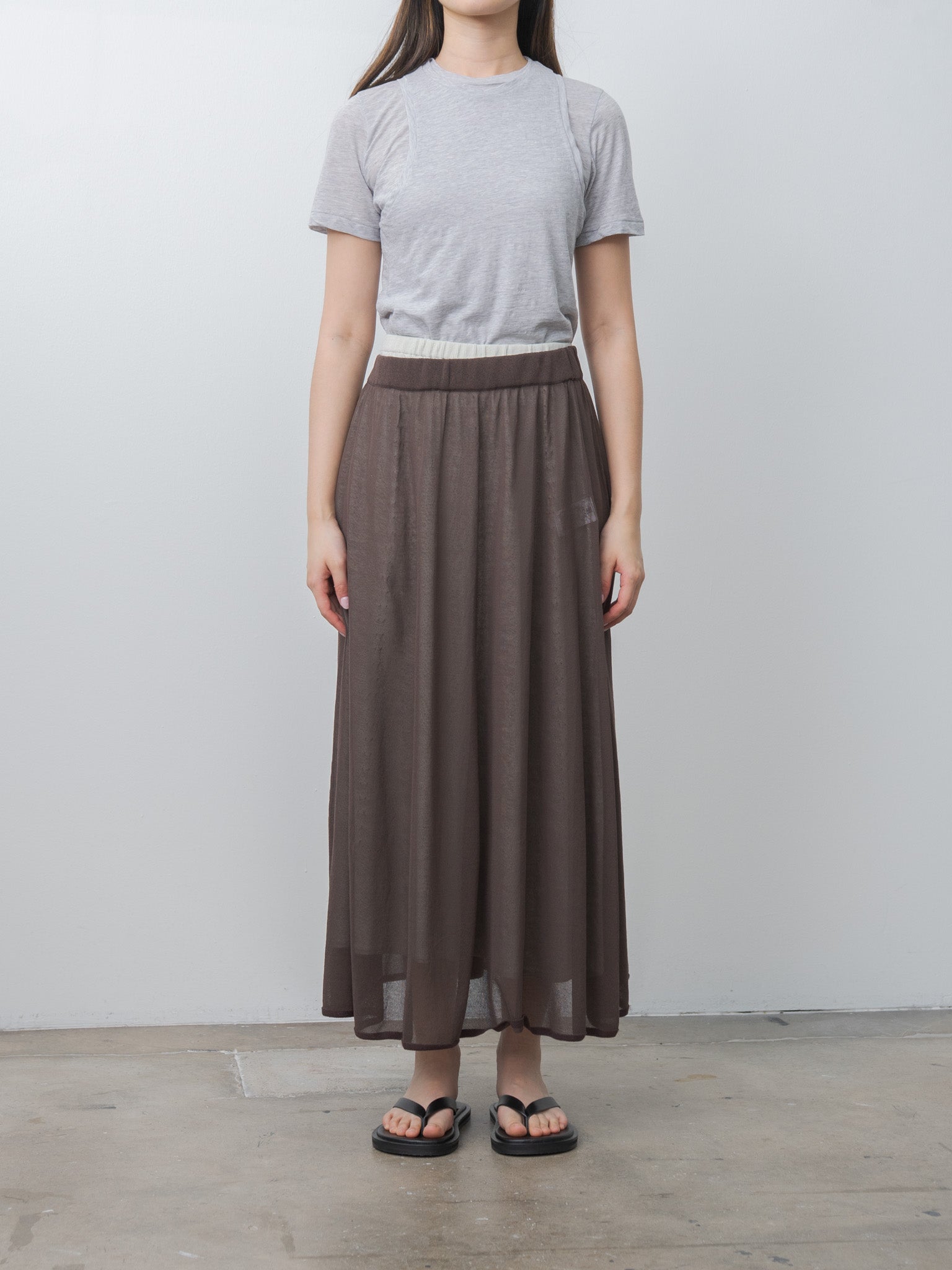 Namu Shop - Unfil Fine Slub Yarn Layered Top - Light Gray