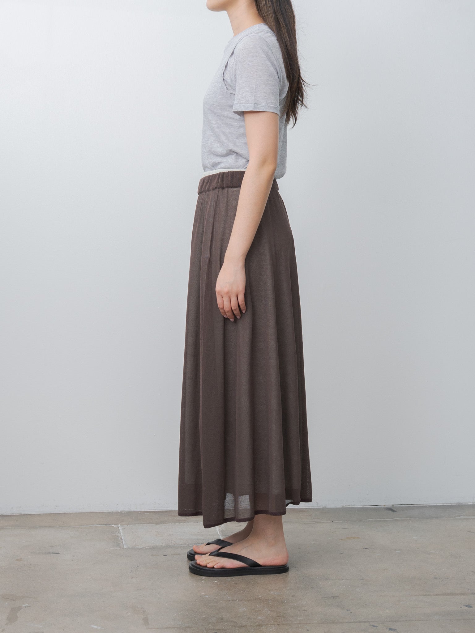 Namu Shop - Unfil Fine Slub Yarn Layered Top - Light Gray