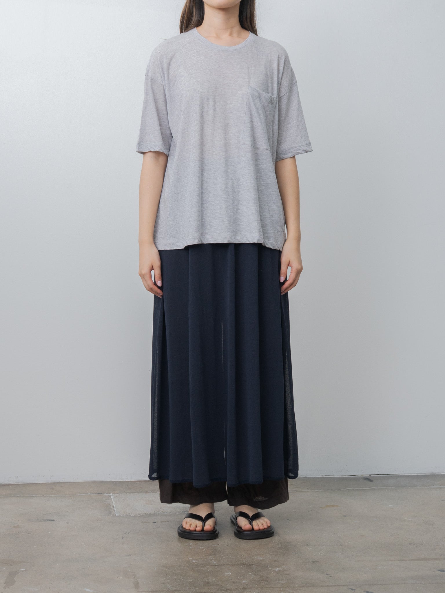 Namu Shop - Unfil Fine Slub Yarn Relaxed-Fit Pocket Tee - Light Gray