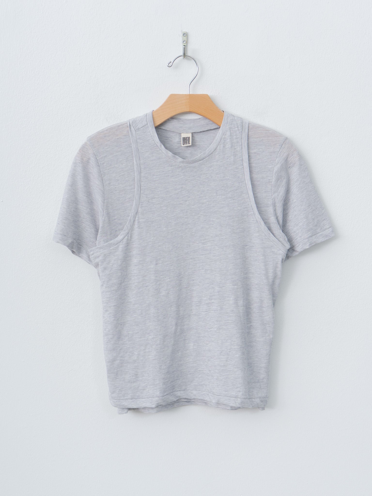 Namu Shop - Unfil Fine Slub Yarn Layered Top - Light Gray