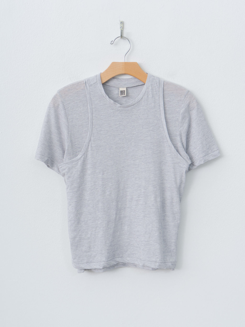 Namu Shop - Unfil Fine Slub Yarn Layered Top - Light Gray