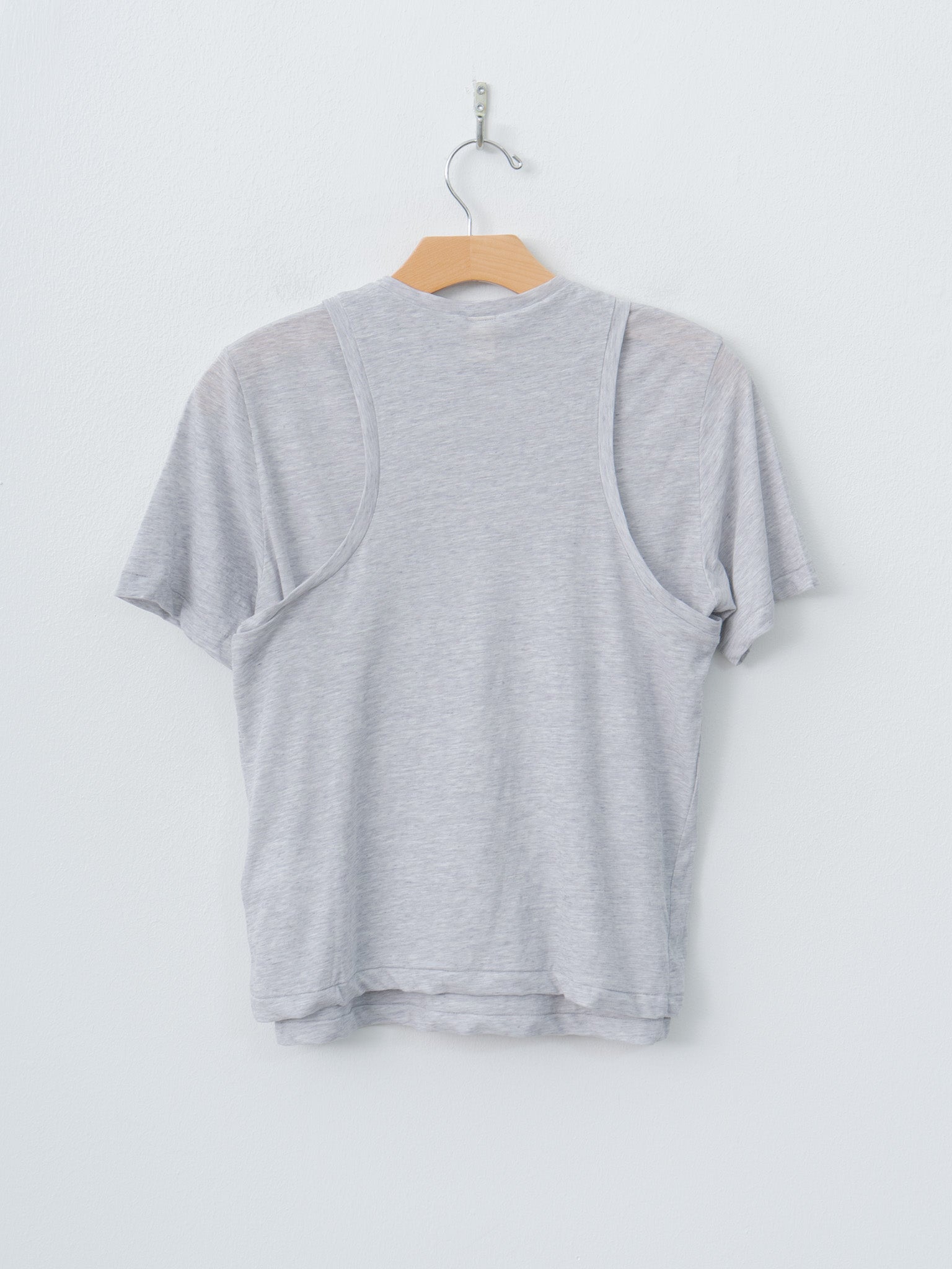 Namu Shop - Unfil Fine Slub Yarn Layered Top - Light Gray