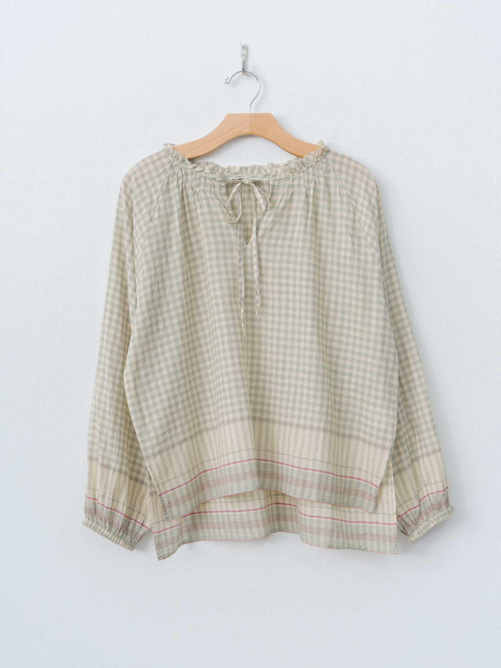 Namu Shop - Ichi Antiquites Gingham Check India Khadi Cotton Shirt - Khaki