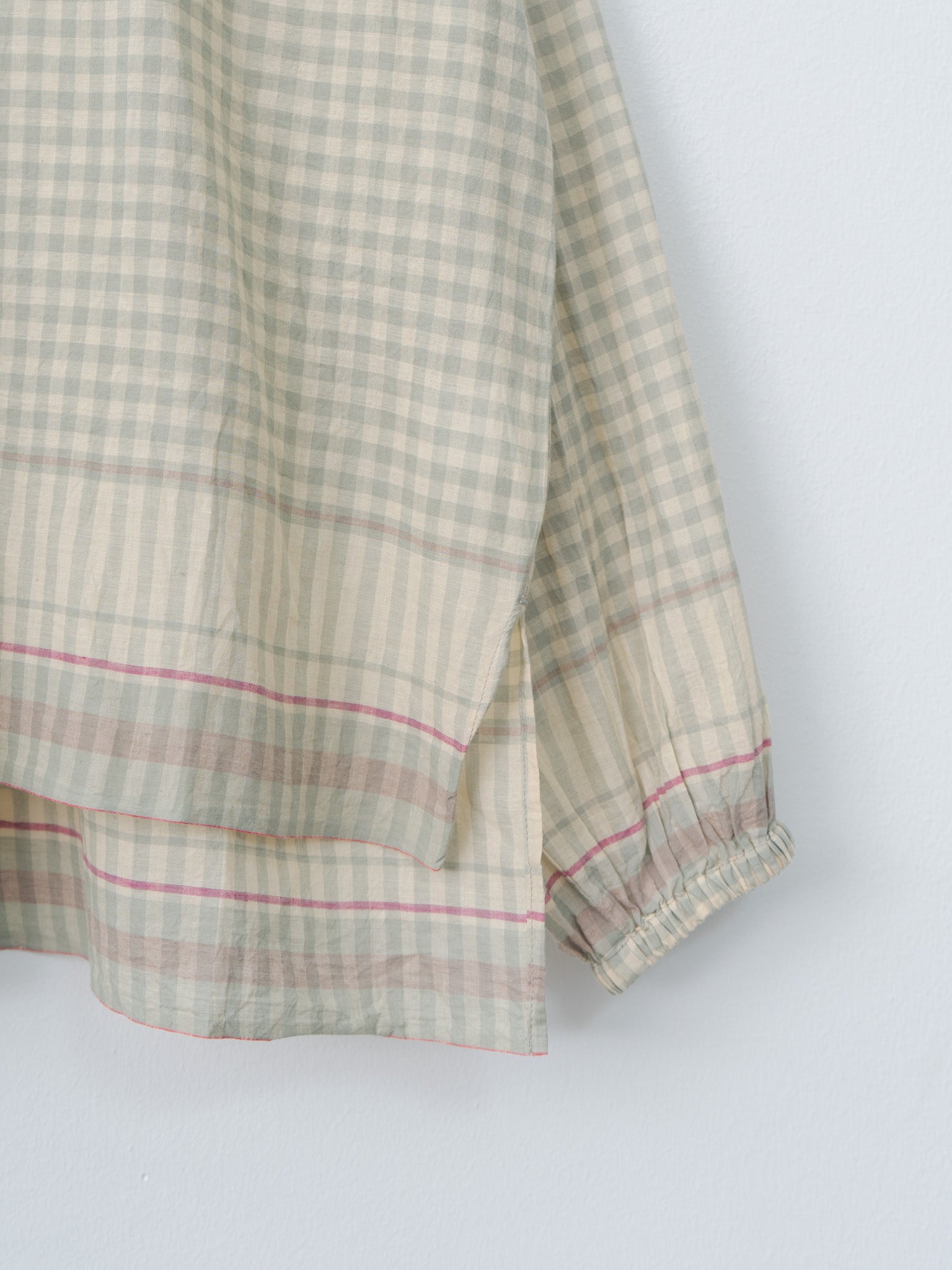 Namu Shop - Ichi Antiquites Gingham Check India Khadi Cotton Shirt - Khaki