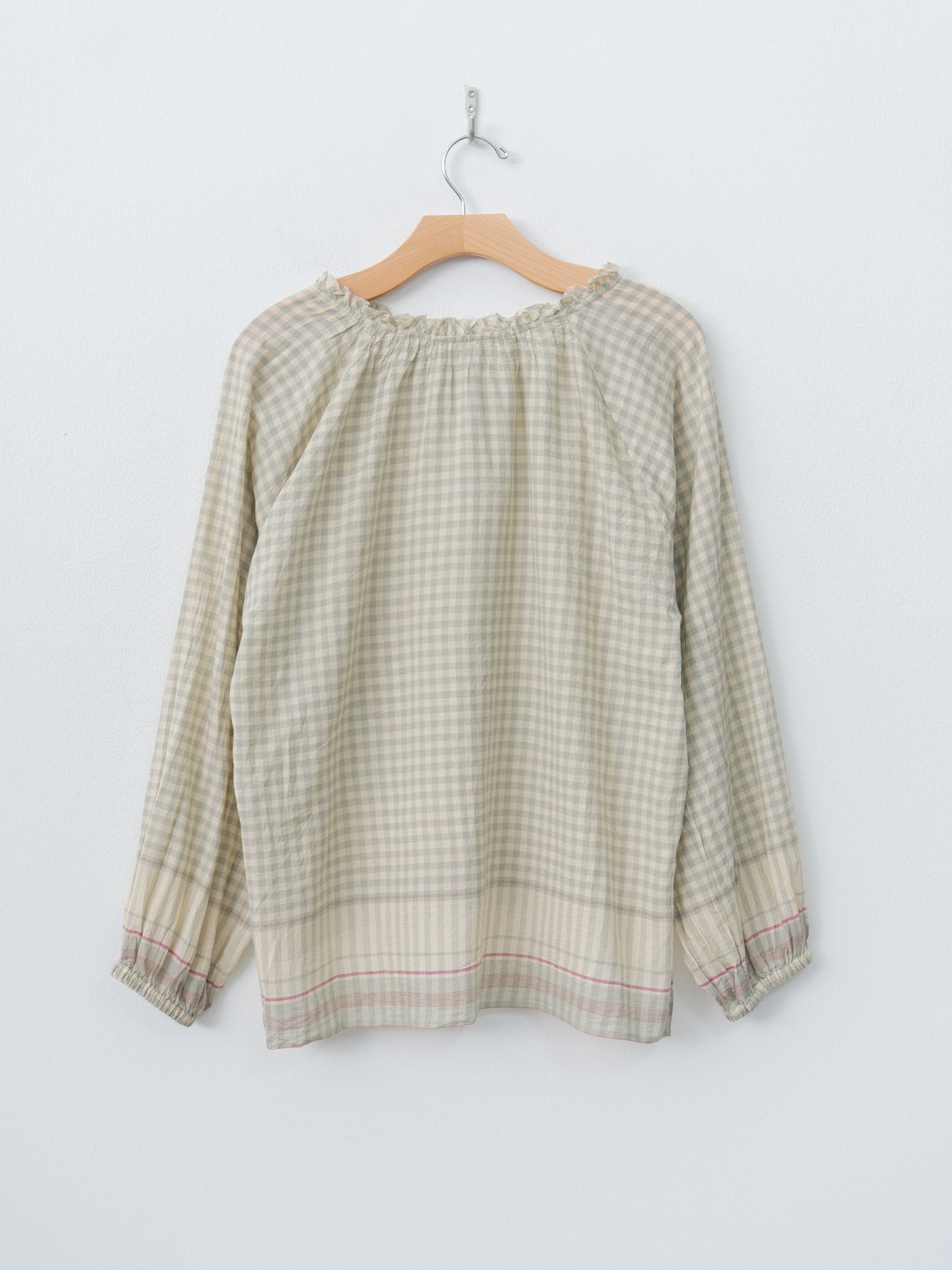 Namu Shop - Ichi Antiquites Gingham Check India Khadi Cotton Shirt - Khaki
