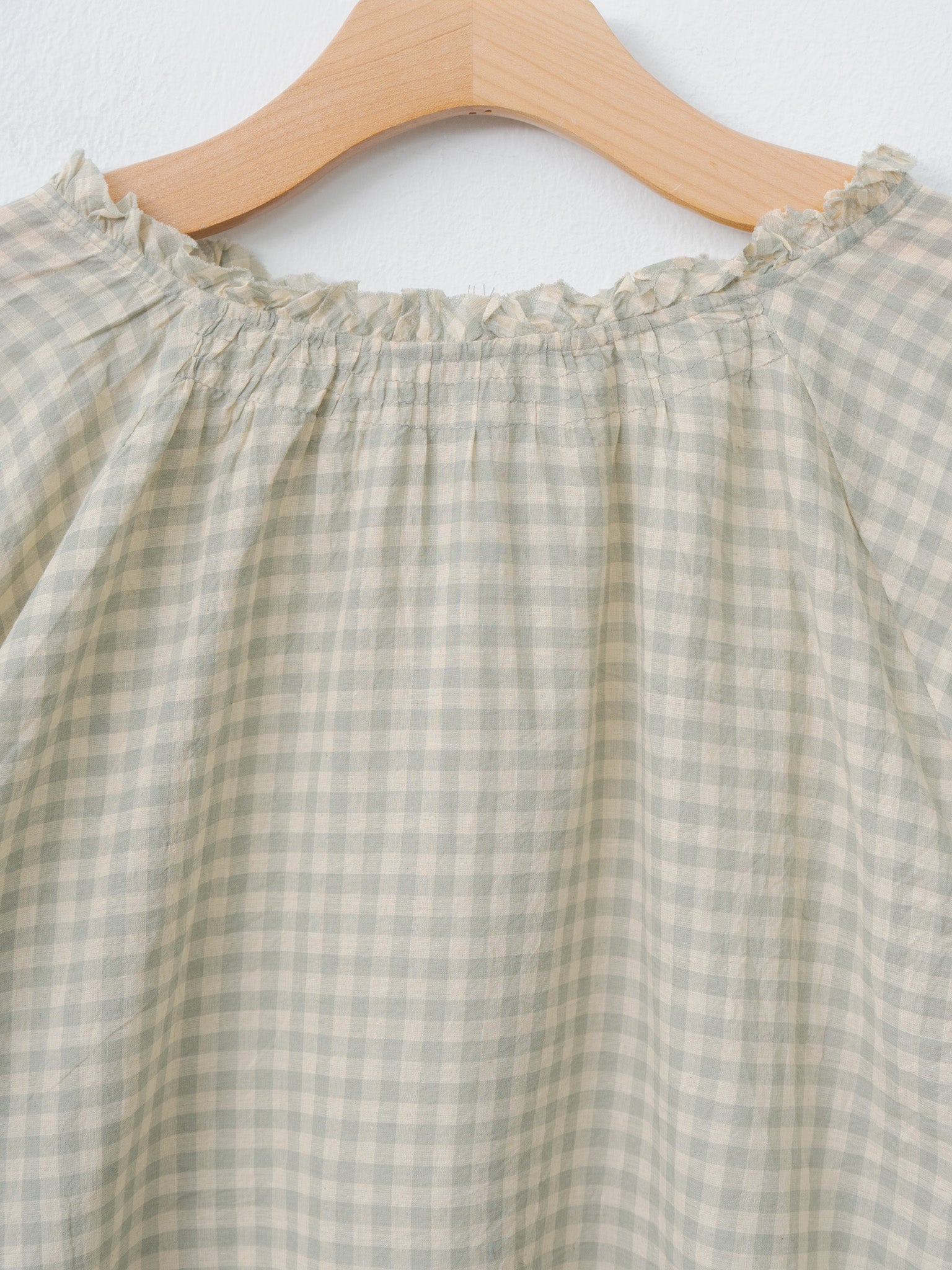 Namu Shop - Ichi Antiquites Gingham Check India Khadi Cotton Shirt - Khaki