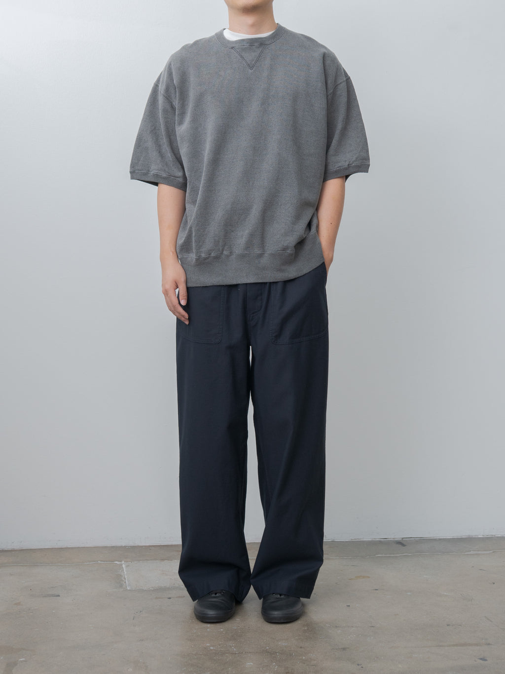 Namu Shop - Document U.S. Back Satin Fatigue Easy Pants - Navy