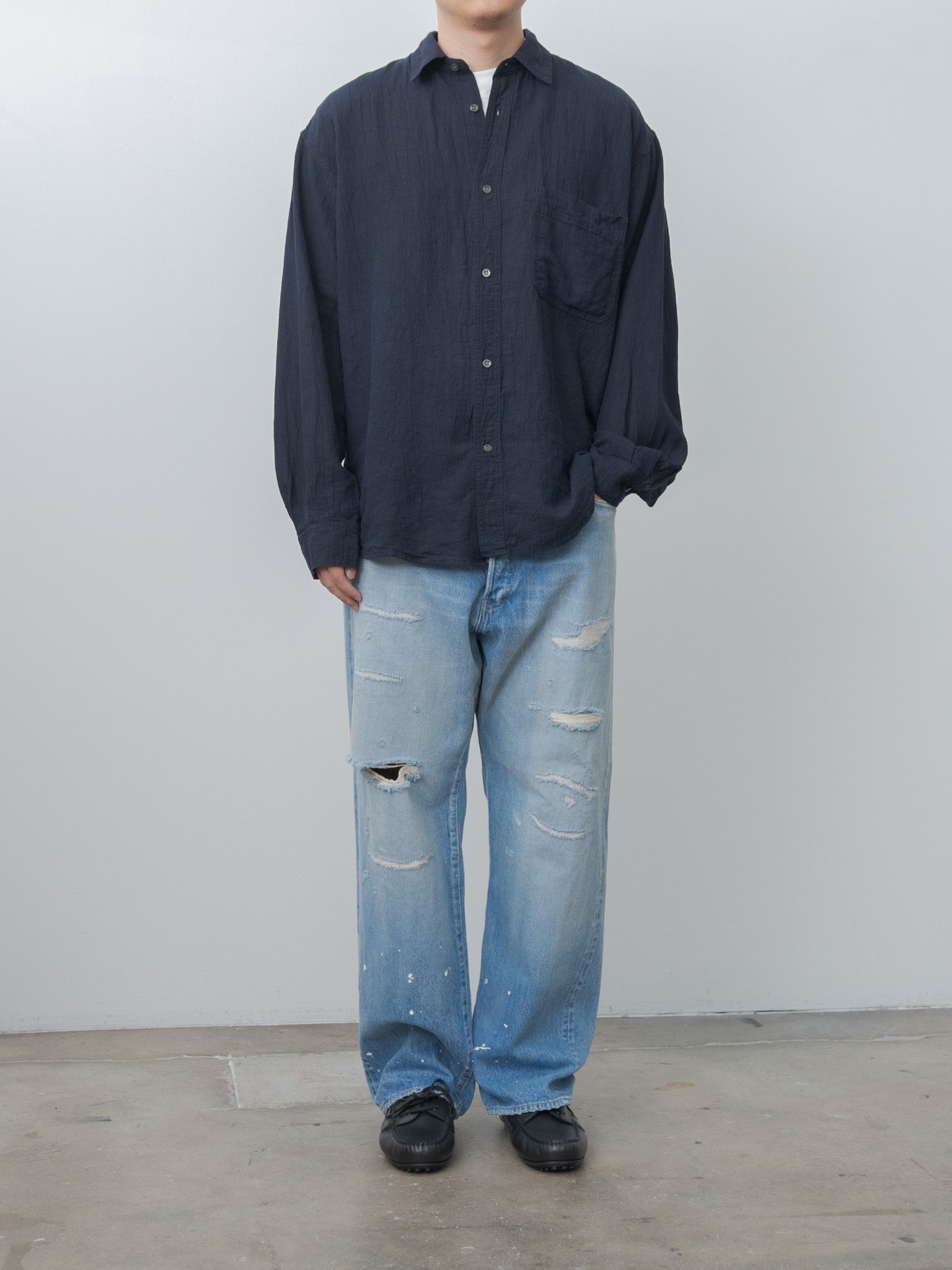 Namu Shop - Herill Linen Work Shirt - Navy